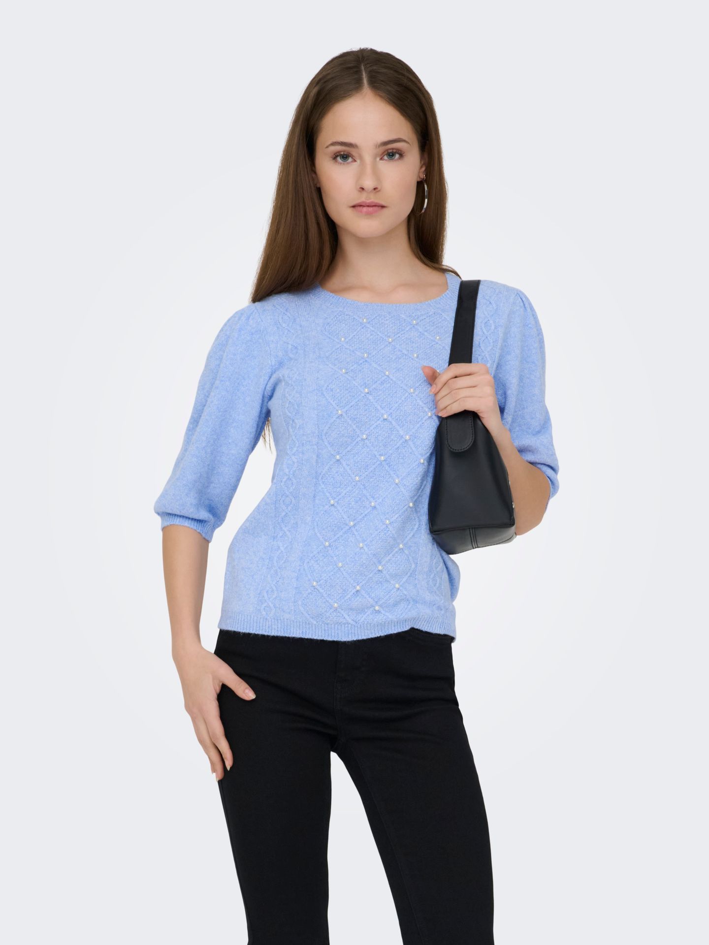 Only ONLGLORIA LIFE SS PEARL O-NECK CC K Ultramarine/Melange/White Pearls 00116258-EKA26011400003195