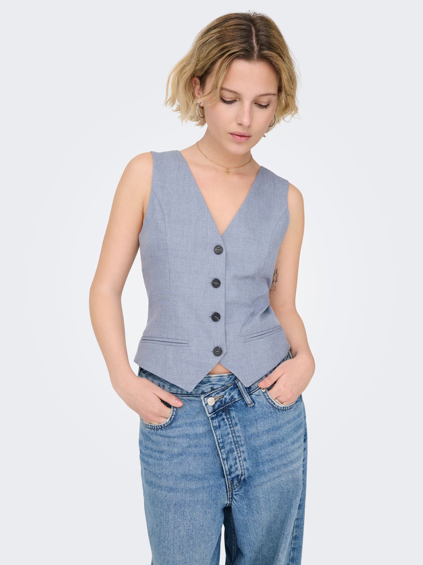 Only ONLLINDA S/L MEL FIT WAISTCOAT TLR Vintage Indigo/Blissful Blue 2900165250020