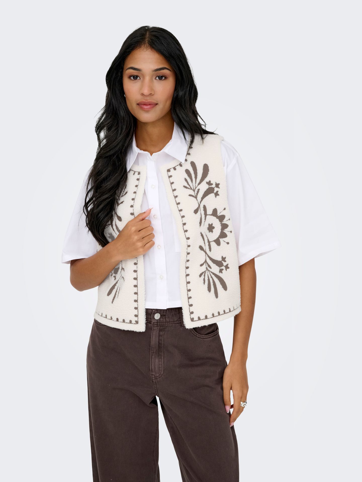 Only ONLCOCO TEDDY WAISTCOAT CC OTW Jet Stream/Walnut 2900162280020