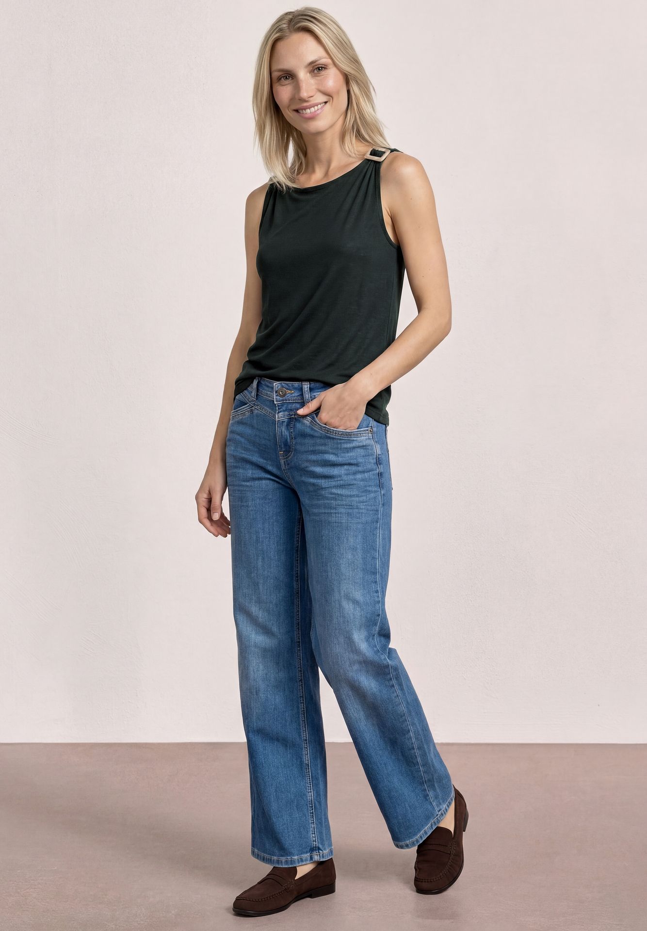 Street-One A325242 LTD QR slub jersey top w.sh deep bound green 2900162364058