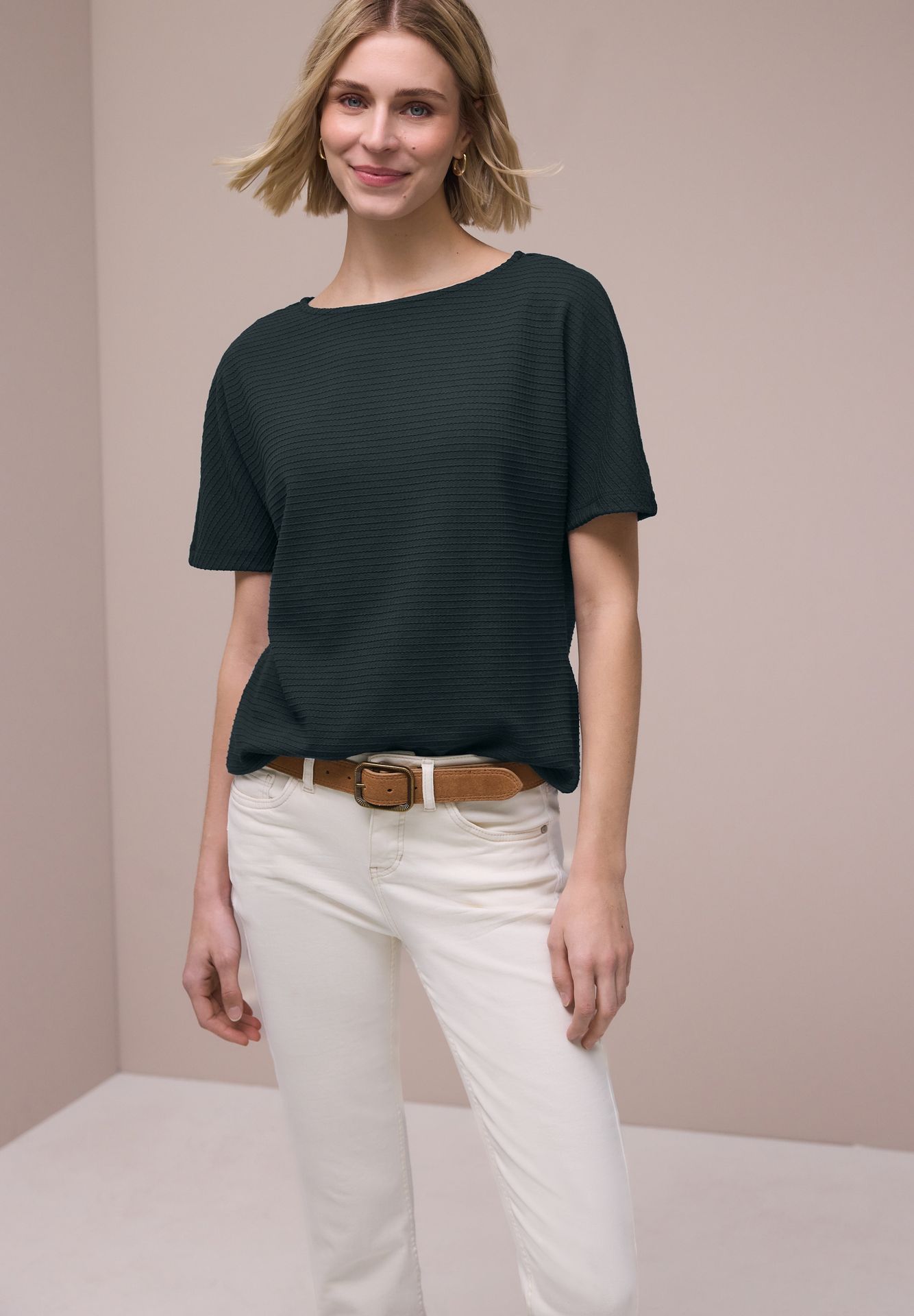 Street-One A325269 LTD QR structure shirt deep bound green 2900162375054