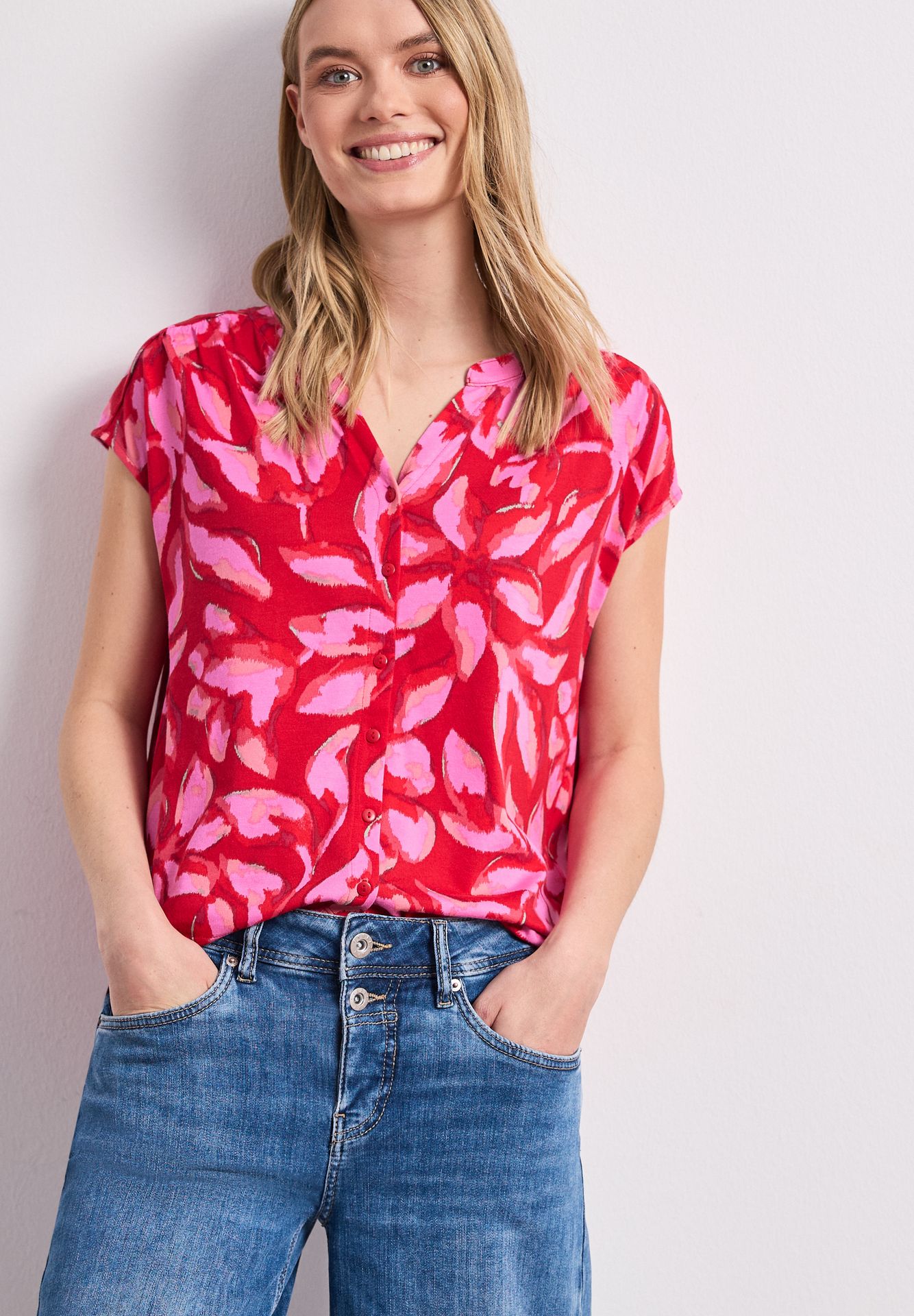 Street-One A325315 LTD QR printed shirt w.butt salsa red 2900162386043