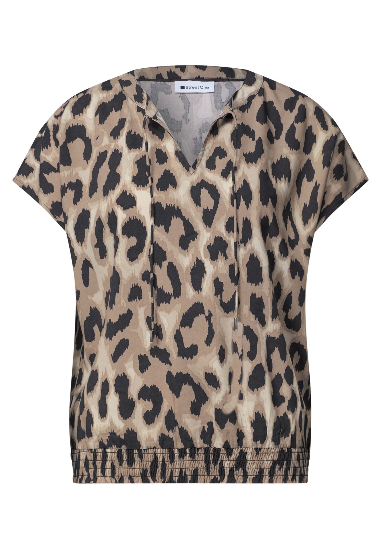 Street-One A346634 LTD QR Splitneck blouse w s timeless beige 00116313-EKA19000200000887