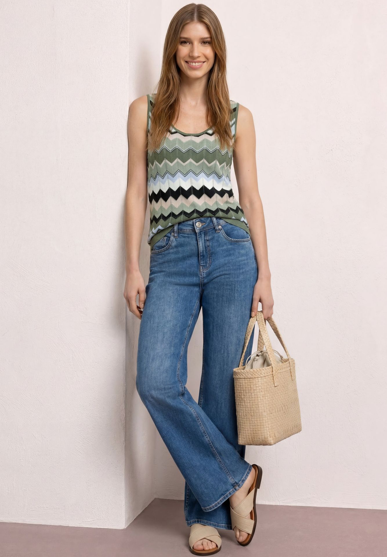 Street-One A303871 multicolor zig-zag top deep bound green 2900162435048