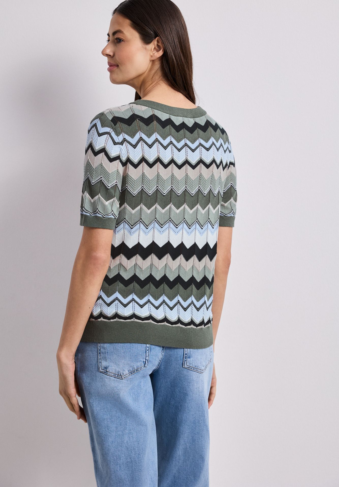 Street-One A303872 multicolor zig-zag sweater deep bound green 00116340-EKA19000200000971