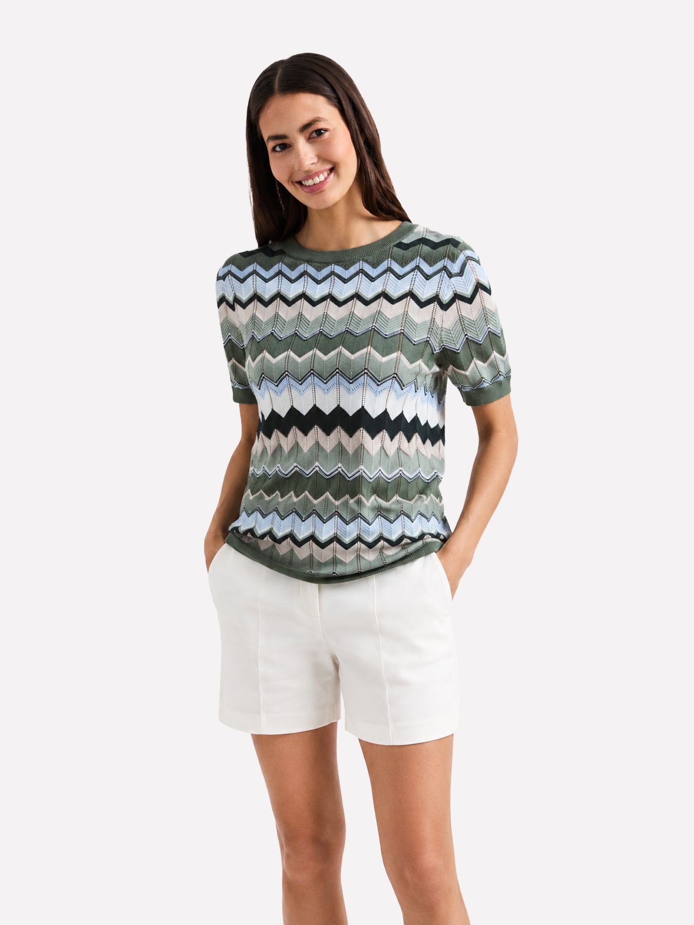 Street-One A303872 multicolor zig-zag sweater deep bound green 00116340-EKA19000200000971