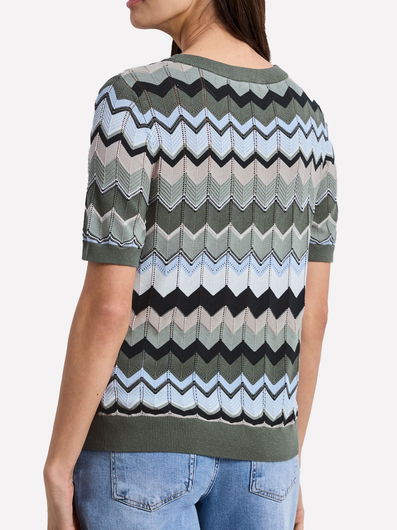 Street-One A303872 multicolor zig-zag sweater deep bound green 2900162436045