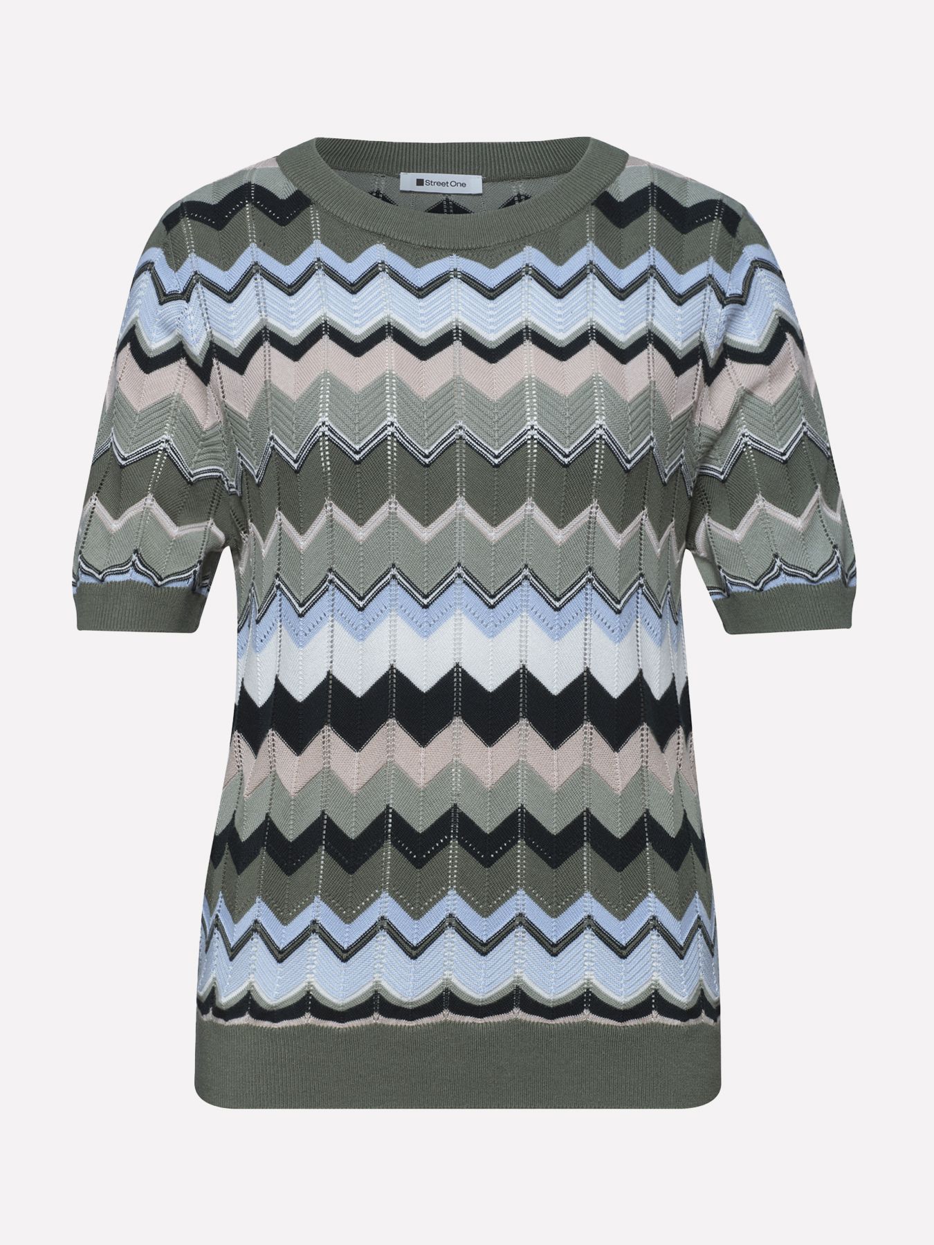 Street-One A303872 multicolor zig-zag sweater deep bound green 2900162436045