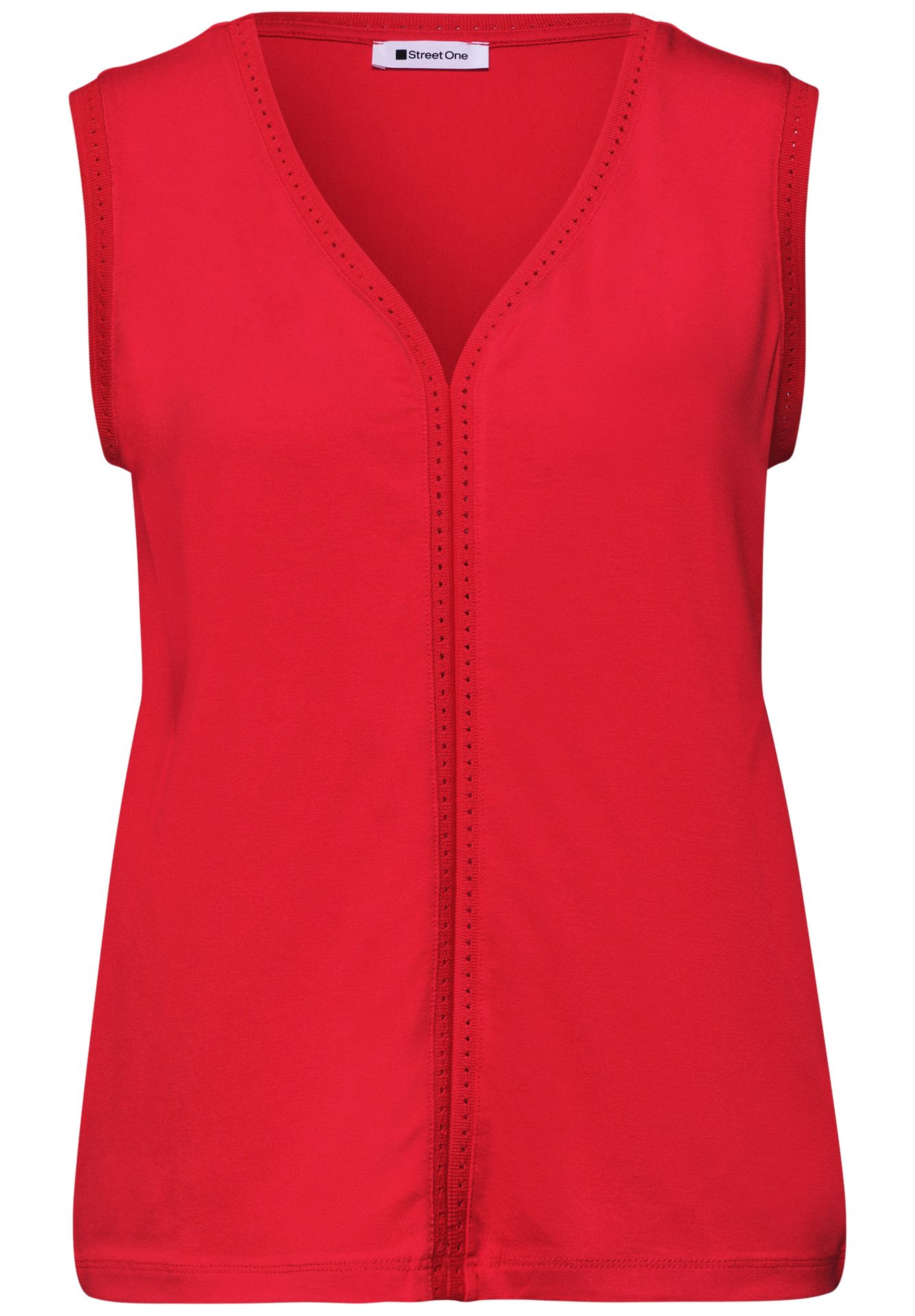 Street-One A325244 jersey top w.crochet tape salsa red 00116343-EKA19000200000925