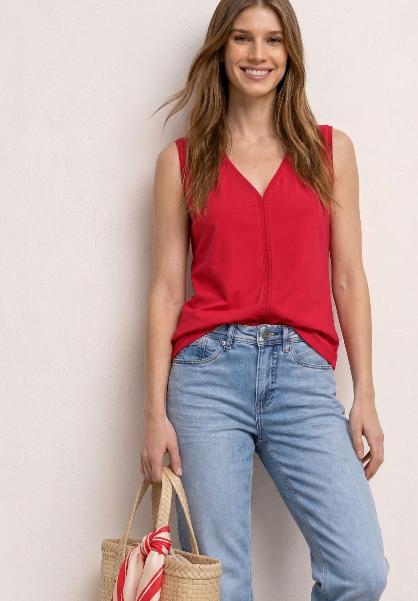 Street-One A325244 jersey top w.crochet tape salsa red 2900162446051