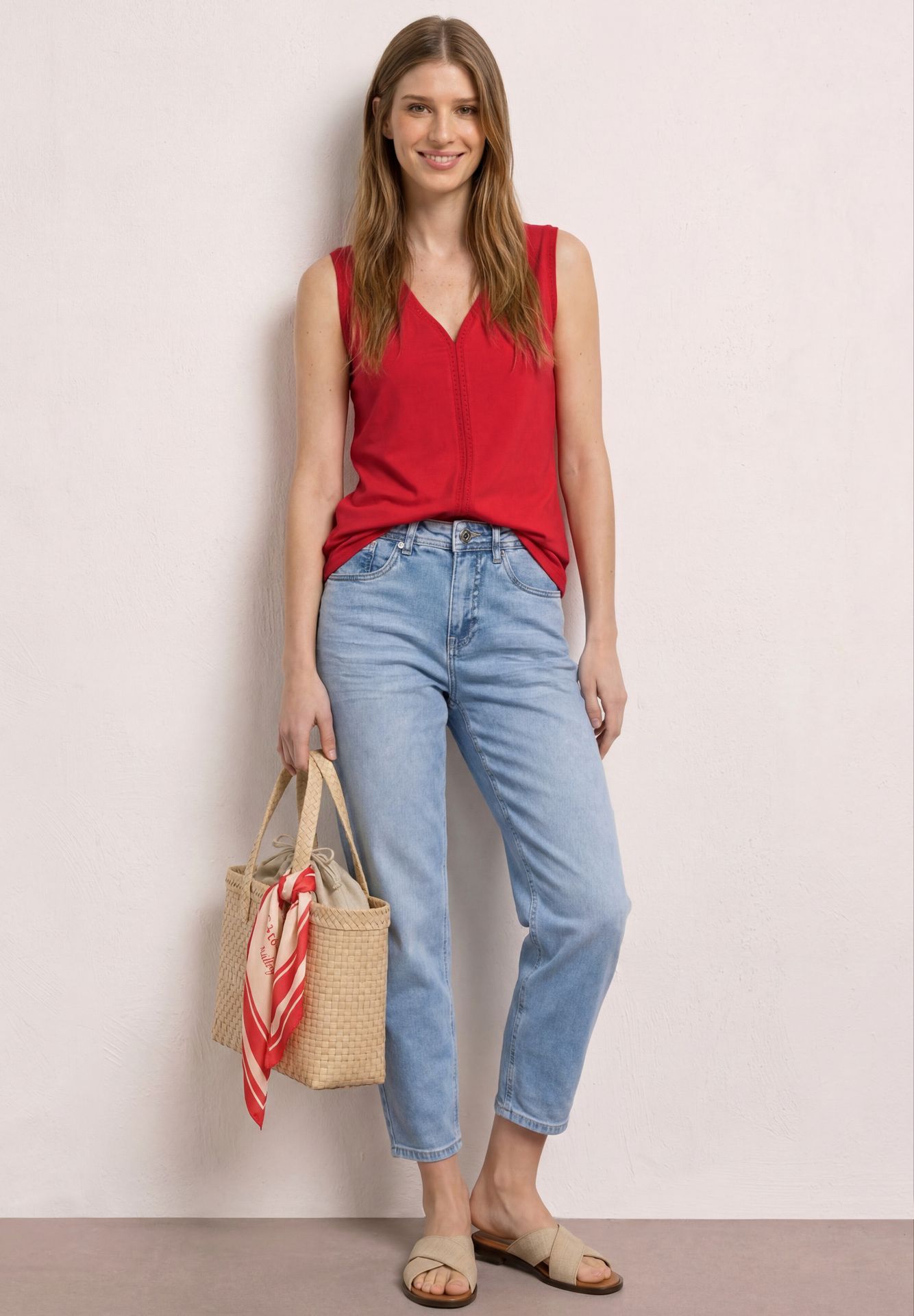 Street-One A325244 jersey top w.crochet tape salsa red 2900162446051