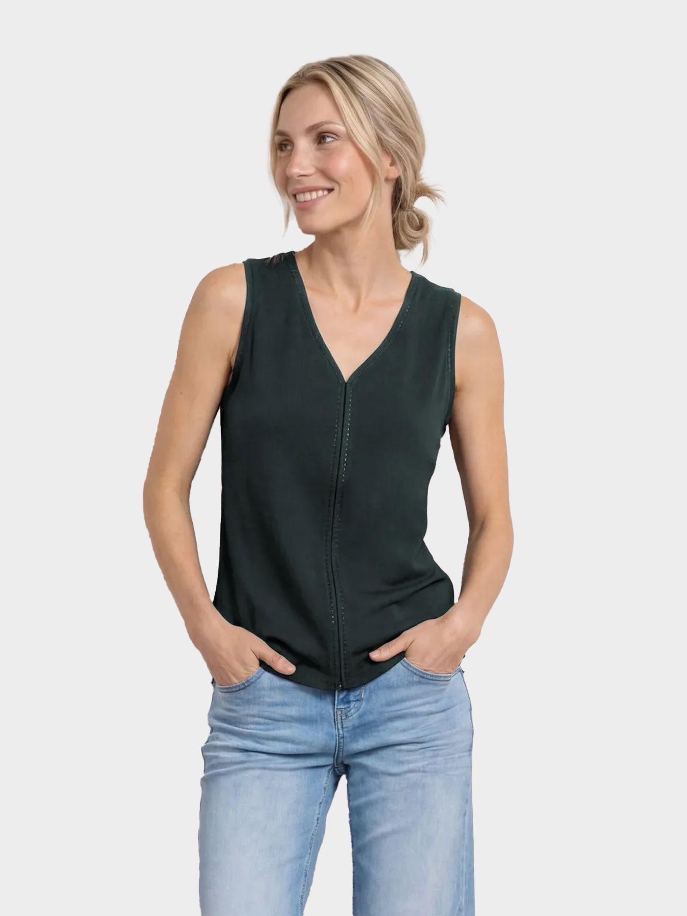 Street-One A325244 jersey top w.crochet tape deep bound green 2900162447065