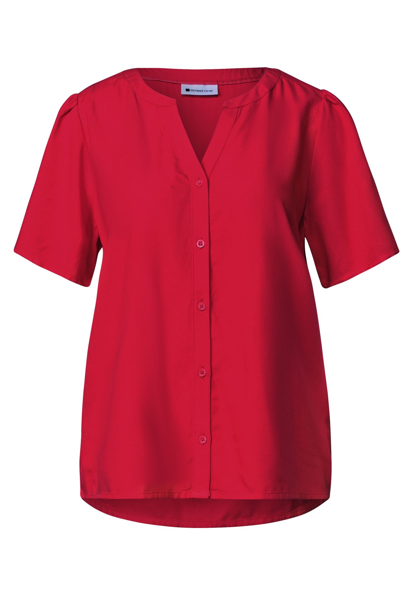 Street-One A346642 Buttoned splitneck blouse U salsa red 00116376-EKA19000200000925