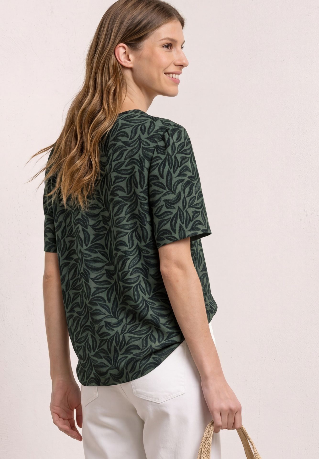 Street-One A346645 Buttoned splitneck blouse A deep bound green 2900162512039
