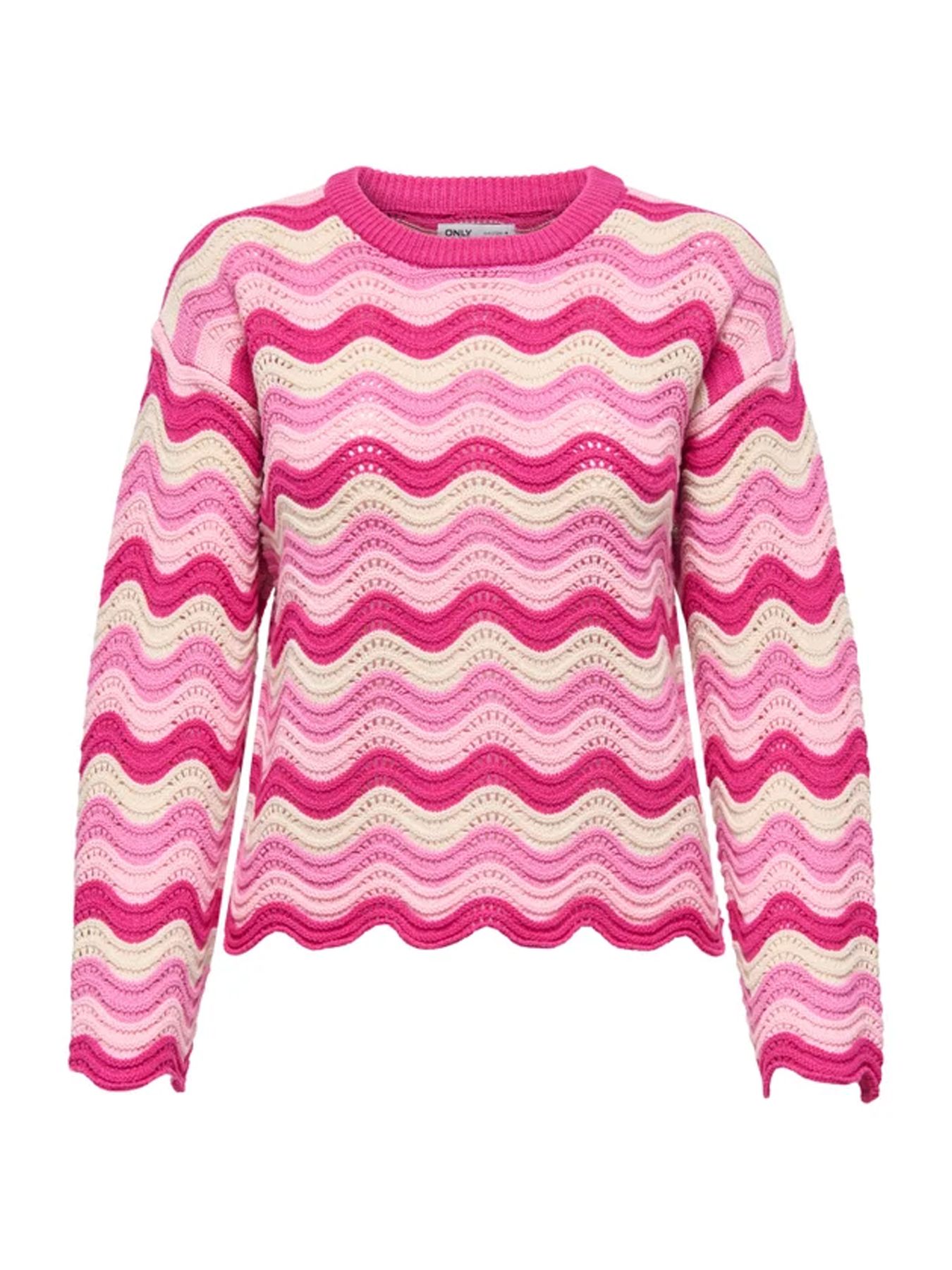 Only ONLASA LS WAVE STRUCTURE O-NECK CC Pink Yarrow/Wild Orchid/Romance Ros 00116414-EKA26011400003212