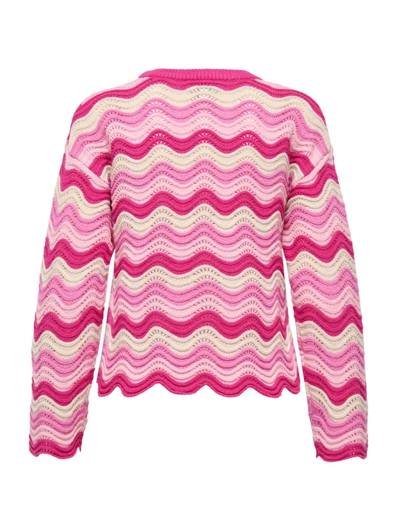 Only ONLASA LS WAVE STRUCTURE O-NECK CC Pink Yarrow/Wild Orchid/Romance Ros 2900162565059