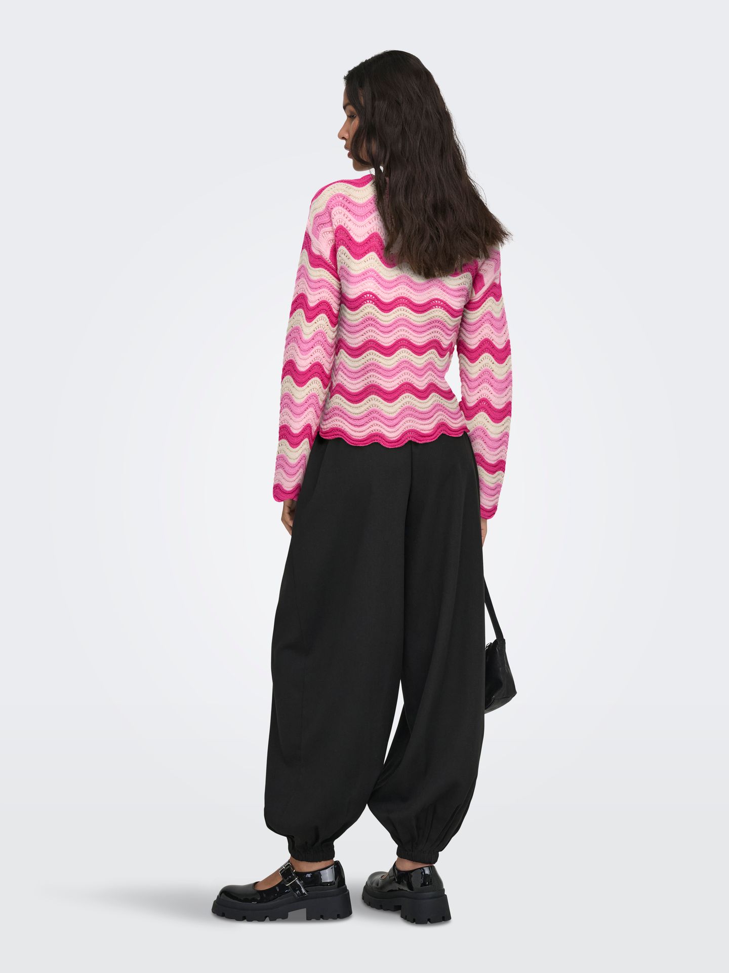 Only ONLASA LS WAVE STRUCTURE O-NECK CC Pink Yarrow/Wild Orchid/Romance Ros 2900162565059