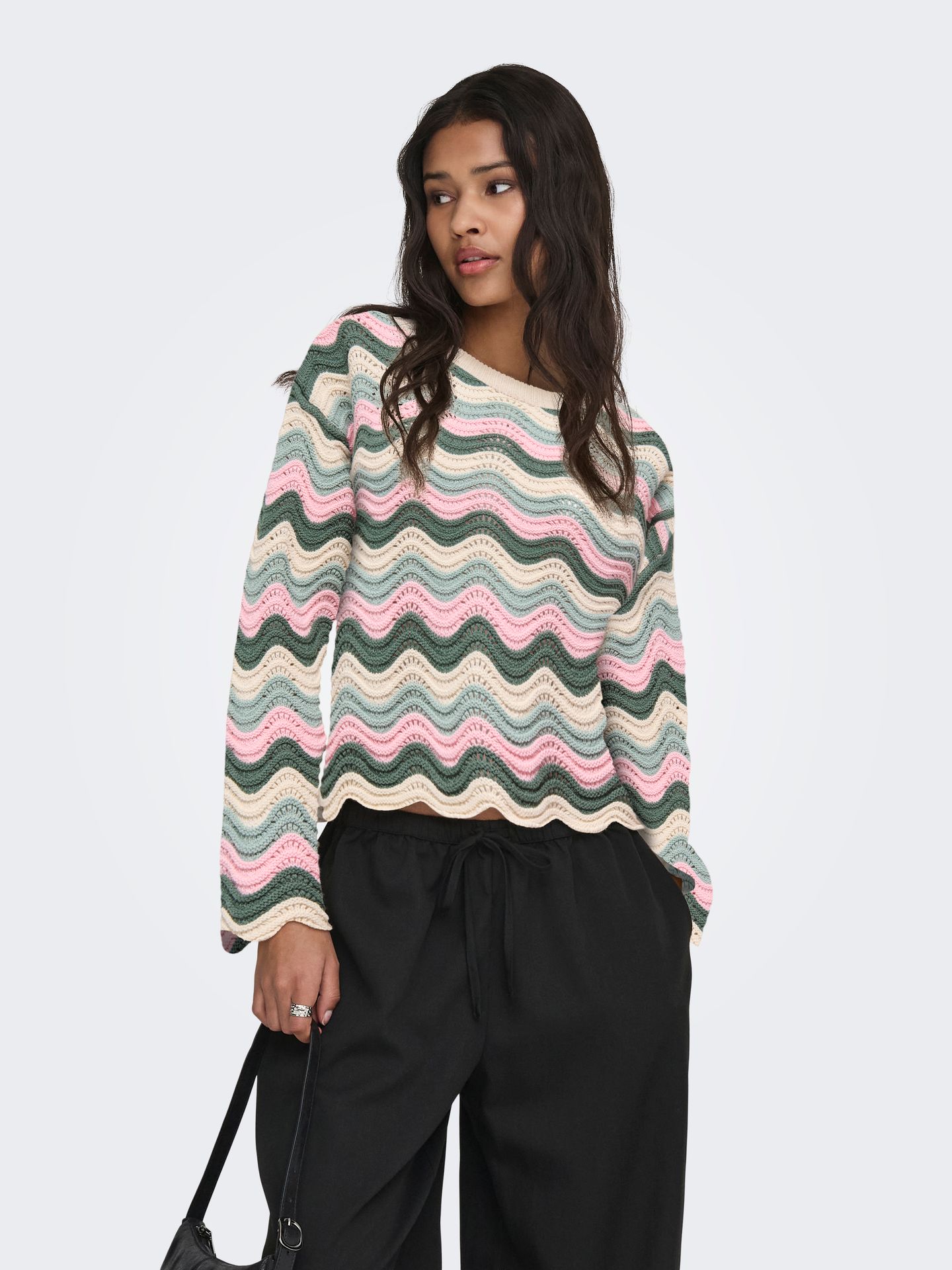 Only ONLASA LS WAVE STRUCTURE O-NECK CC Birch/Romance Rose/Laurel Wreath/Ja 2900162566018