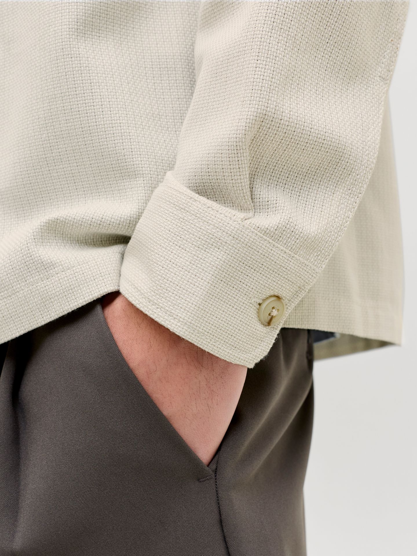 Jack & Jones JPRBLURAYLE LINEN BL. SOLID LS SHIR Moonstruck/REGULAR FIT 2900162627030