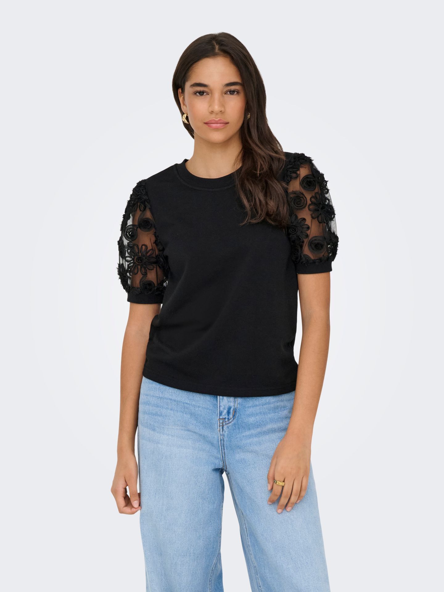 JDY JDYFAIRVIEW LIFE S/S SWEAT JRS Black/LEO AOP 2900162640046