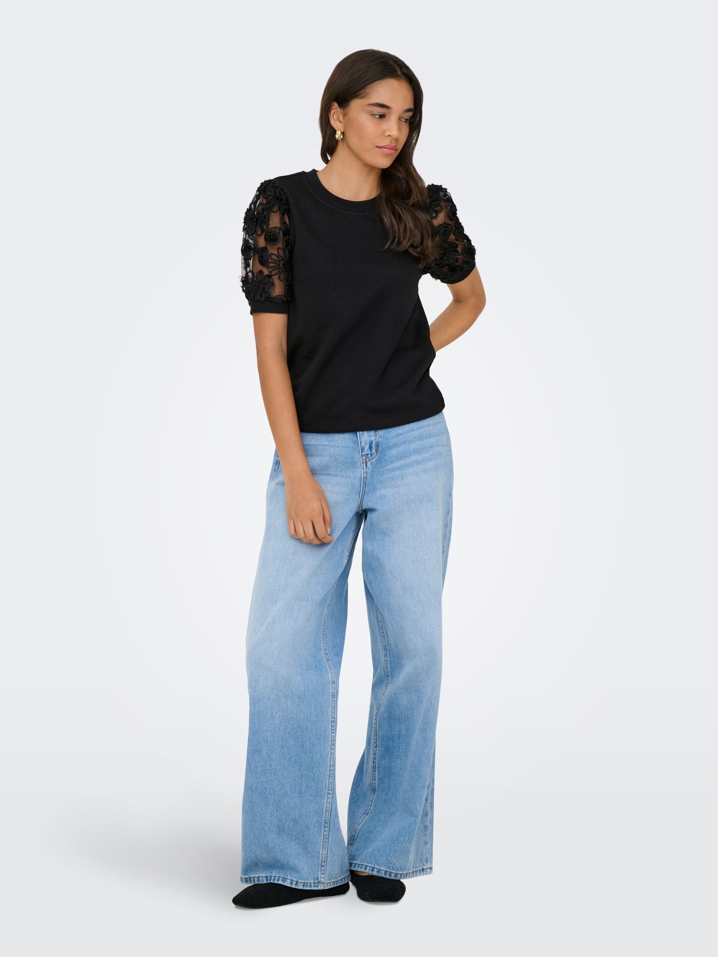 JDY JDYFAIRVIEW LIFE S/S SWEAT JRS Black/LEO AOP 2900162640046