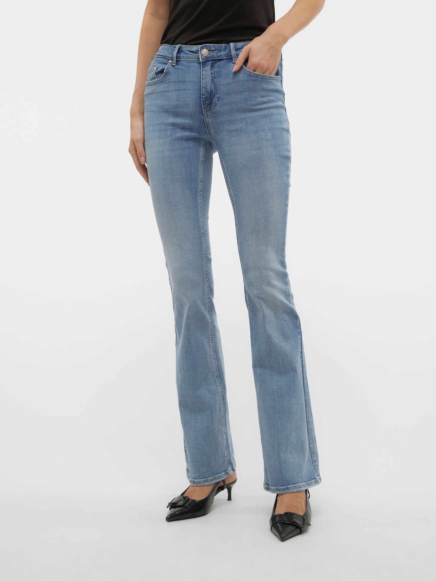 Vero Moda VMFLASH MR FLARED JEANS LI371 GA NO Light Blue Denim 2900162649063