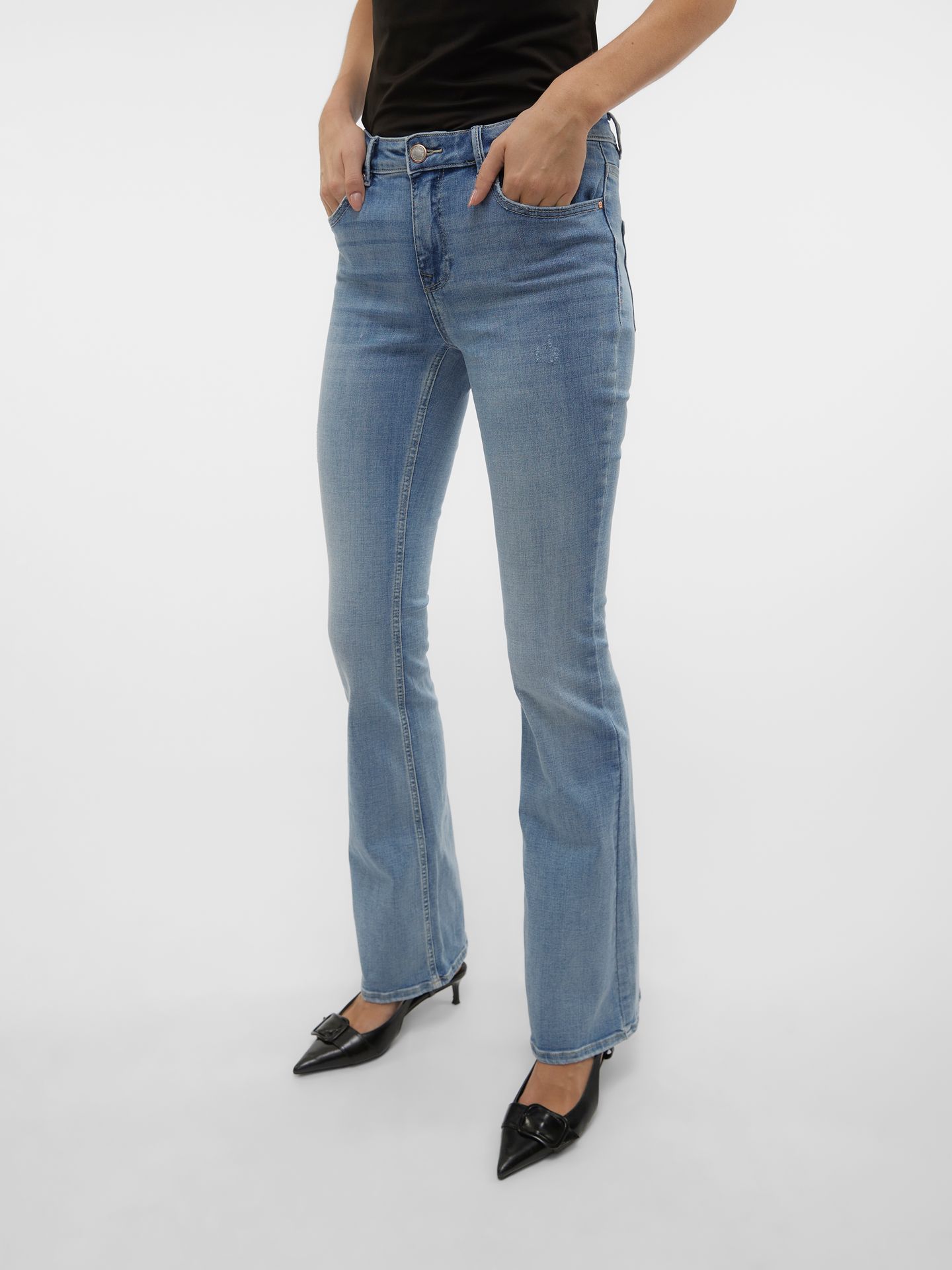 Vero Moda VMFLASH MR FLARED JEANS LI371 GA NO Light Blue Denim 2900162649063
