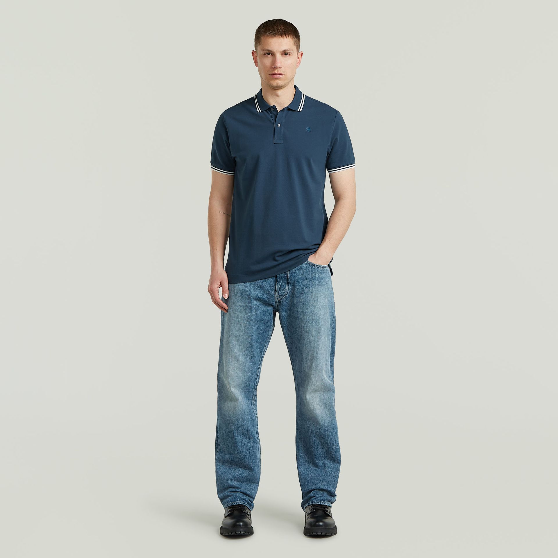 G-star Raw Dunda slim stripe polo s\s 868 rank blue 2900162664042