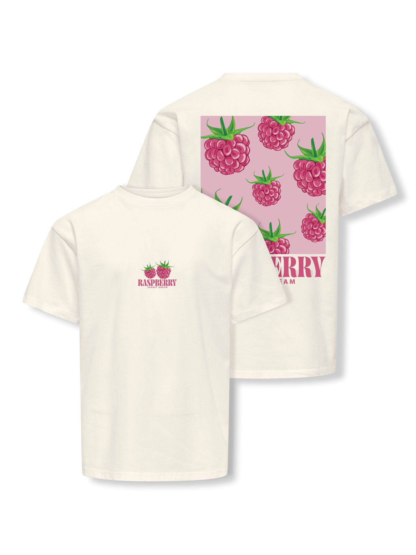 Kids Only KOGCARINA LIFE SS LOOSE PRINTED TOP Cloud Dancer/Pomegranate 2900162678032