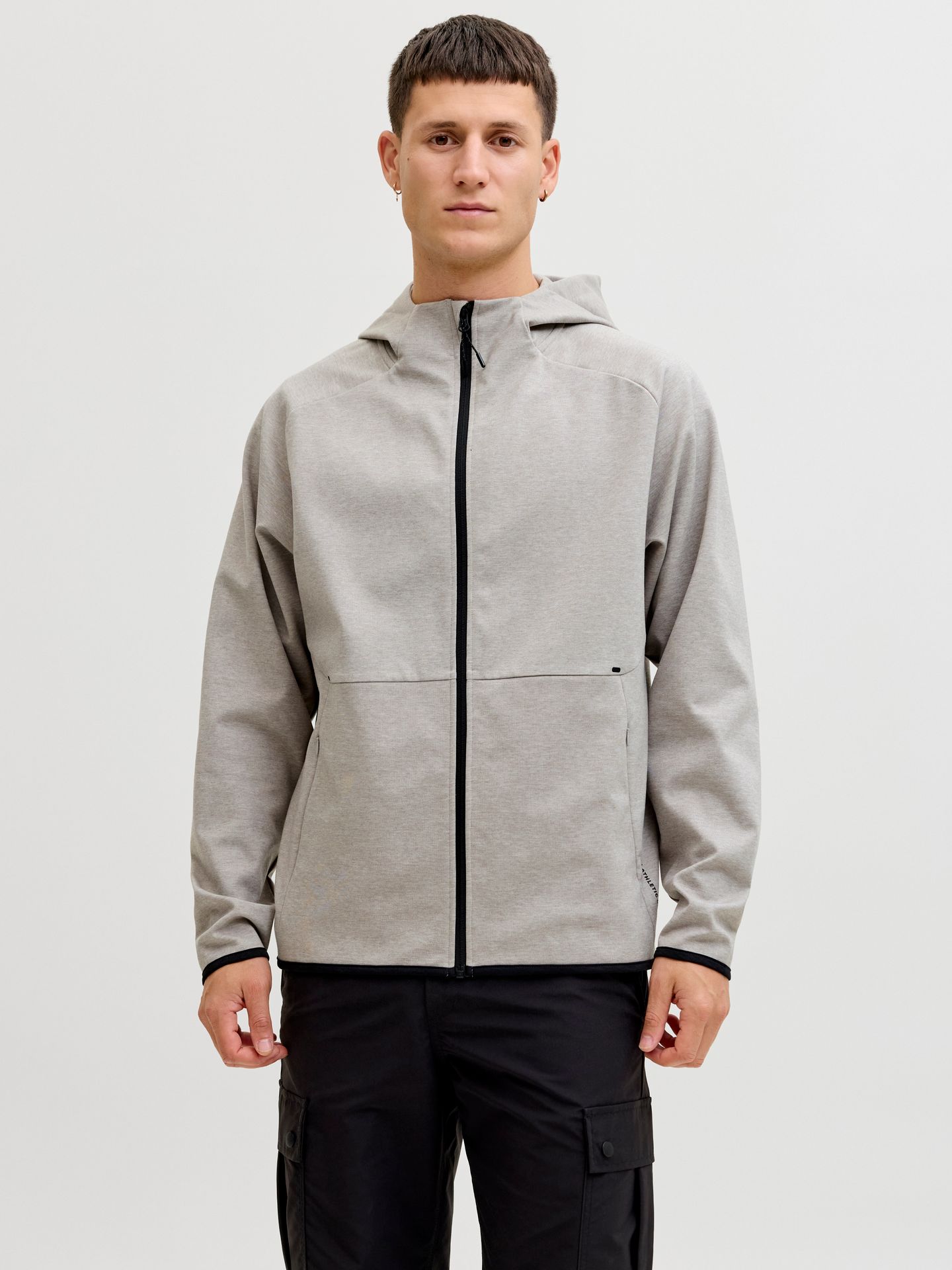 Jack & Jones JJEBASE SWEAT ZIP HOOD SN Light Grey Melange 2900162725033