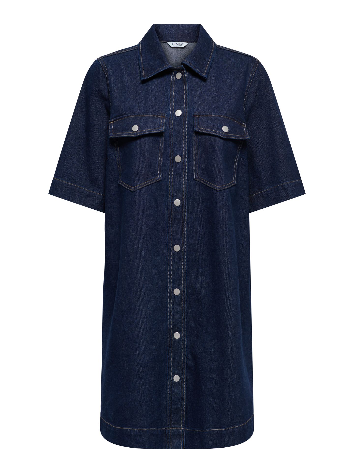 Only ONLBELLE S/S BUTTON DRESS DNM GUA N Dark Blue Denim/RINSE 2900162750028