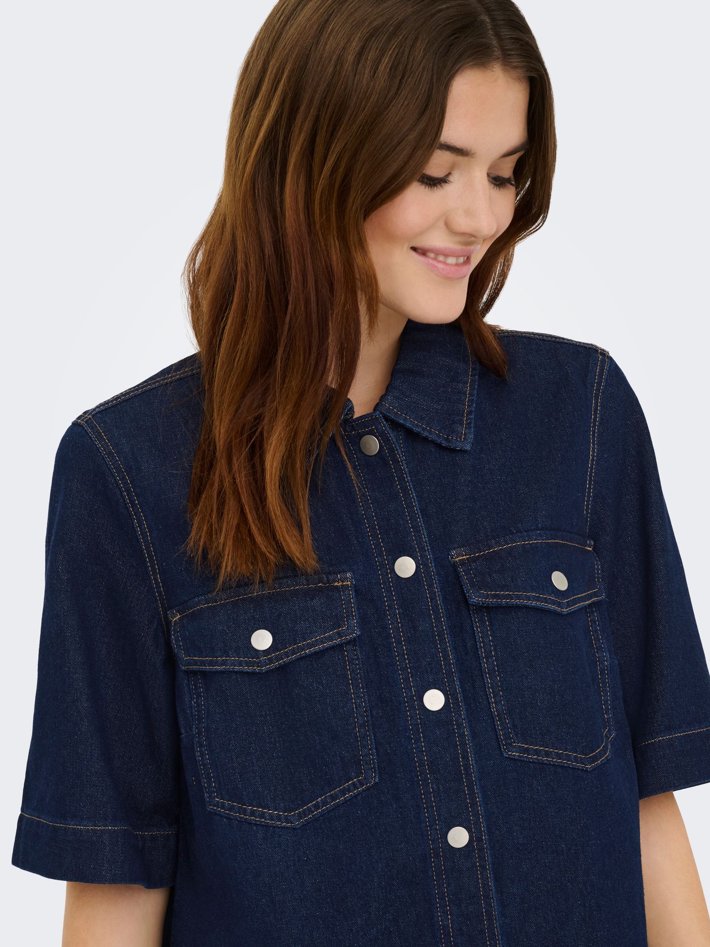 Only ONLBELLE S/S BUTTON DRESS DNM GUA N Dark Blue Denim/RINSE 2900162750028