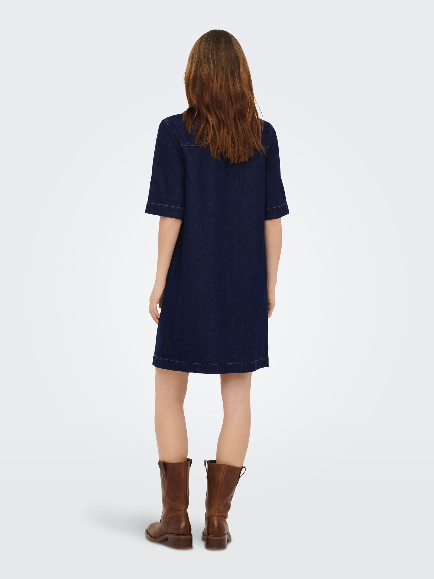 Only ONLBELLE S/S BUTTON DRESS DNM GUA N Dark Blue Denim/RINSE 2900162750028