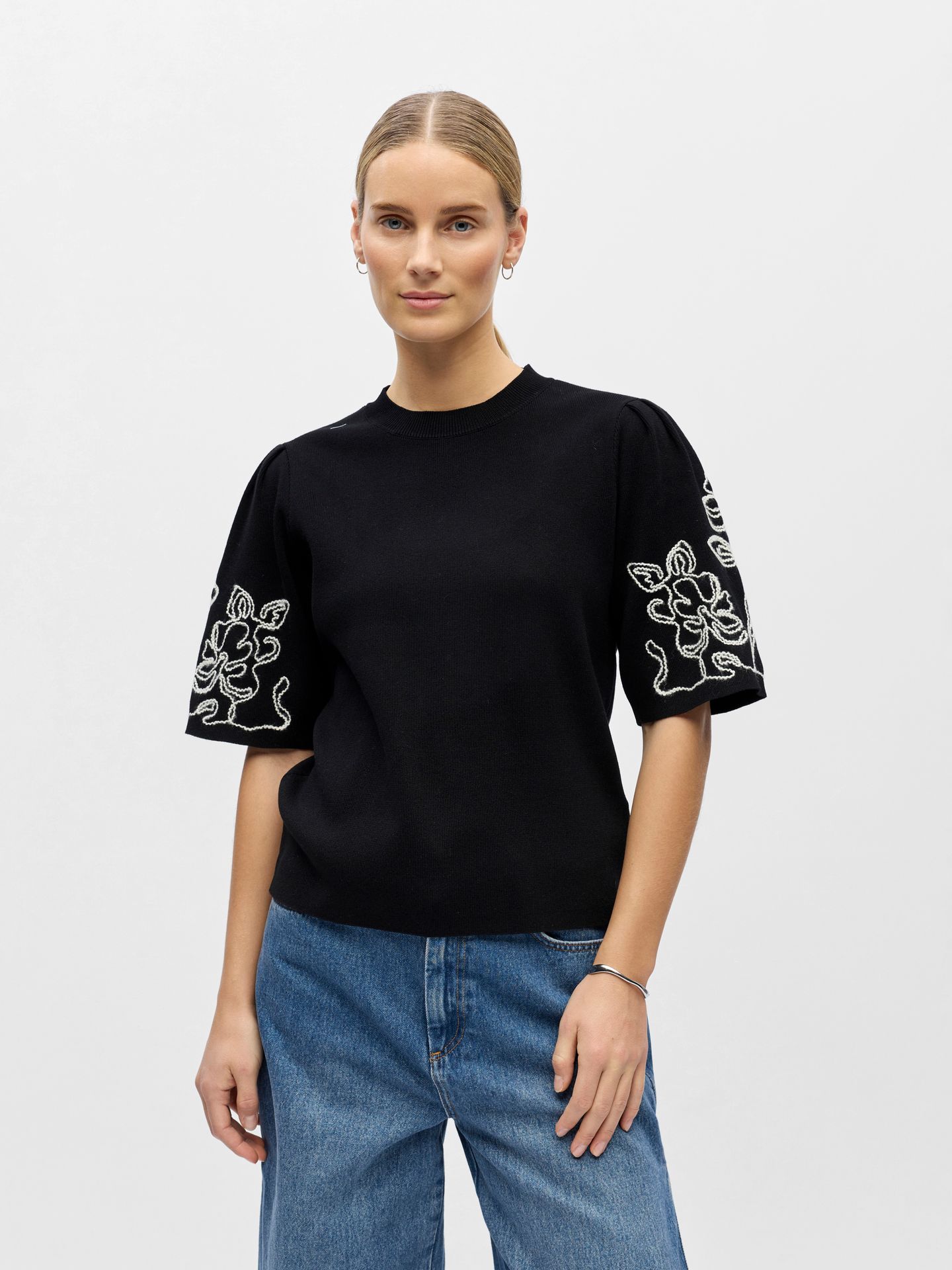 Object OBJFLORA 2/4 RE KNIT PULLOVER 143 Black/Sandshell 00116497-EKA22000400000011