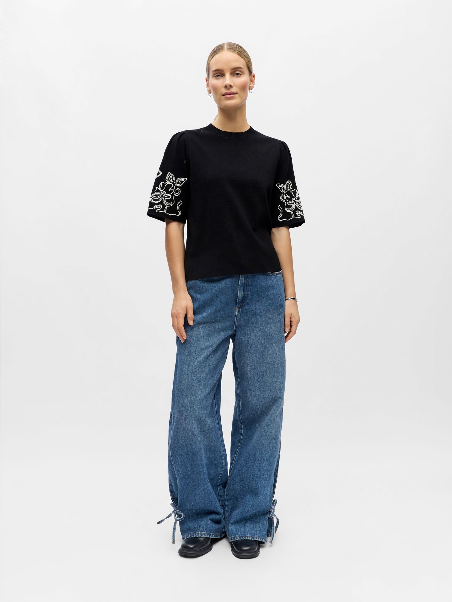 Object OBJFLORA 2/4 RE KNIT PULLOVER 143 Black/Sandshell 2900162755023