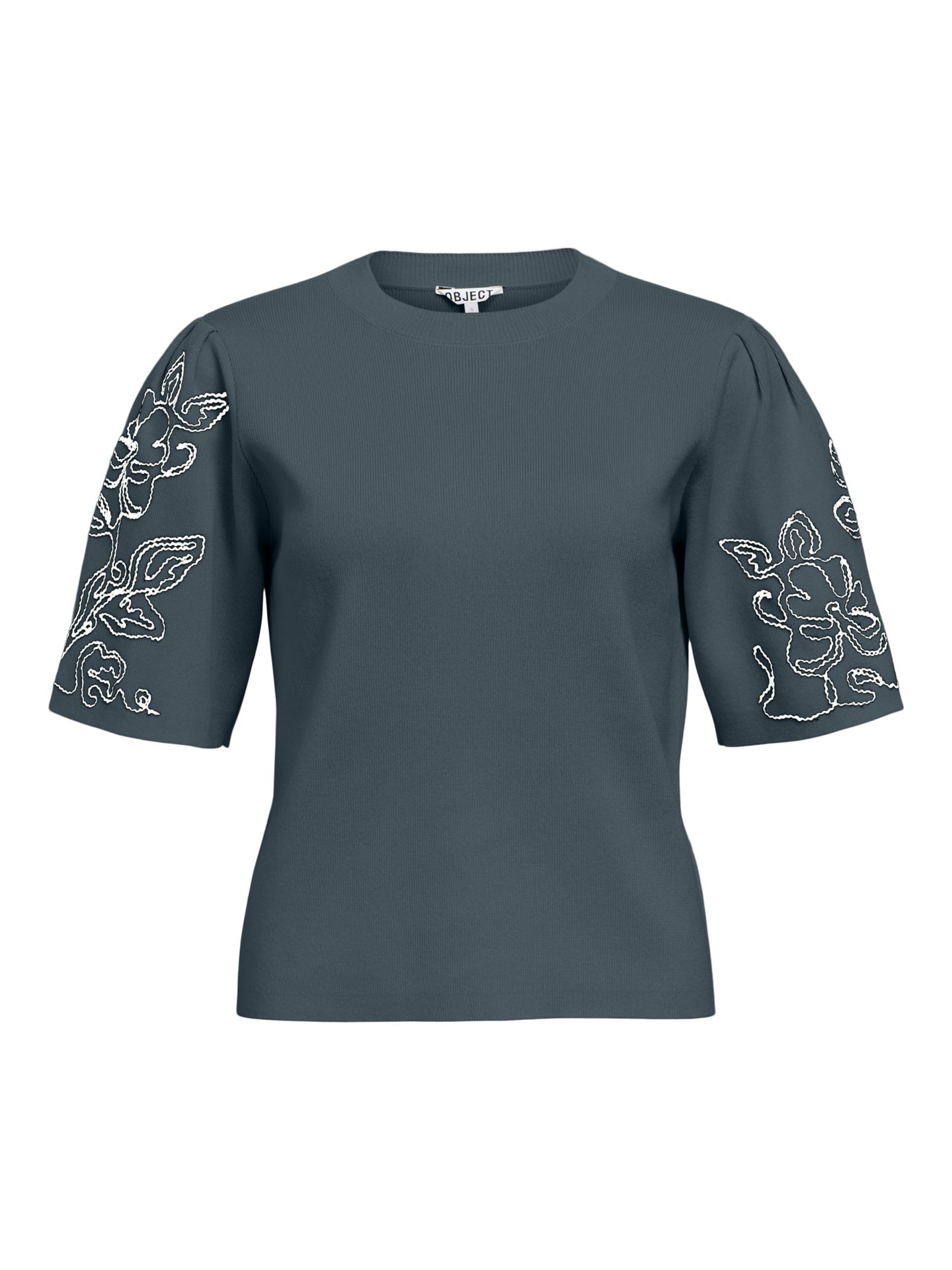 Object OBJFLORA 2/4 RE KNIT PULLOVER 143 Dark Slate/White 00116497-EKA22000400000206