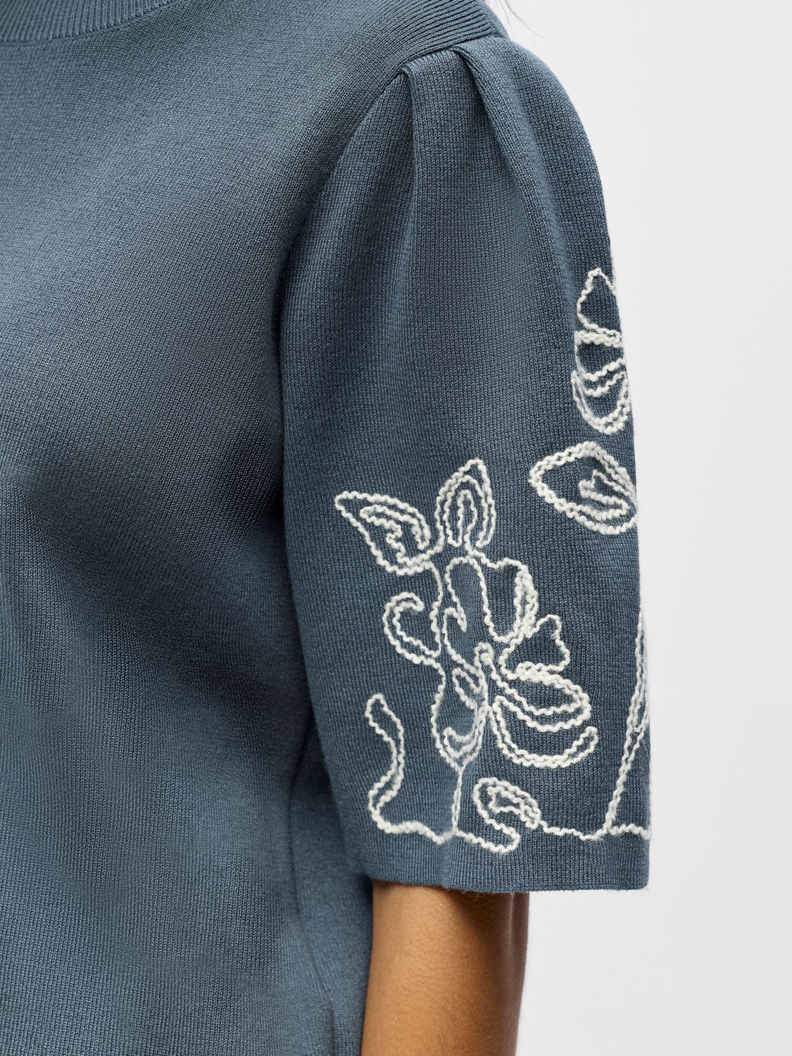 Object OBJFLORA 2/4 RE KNIT PULLOVER 143 Dark Slate/White 2900162752039