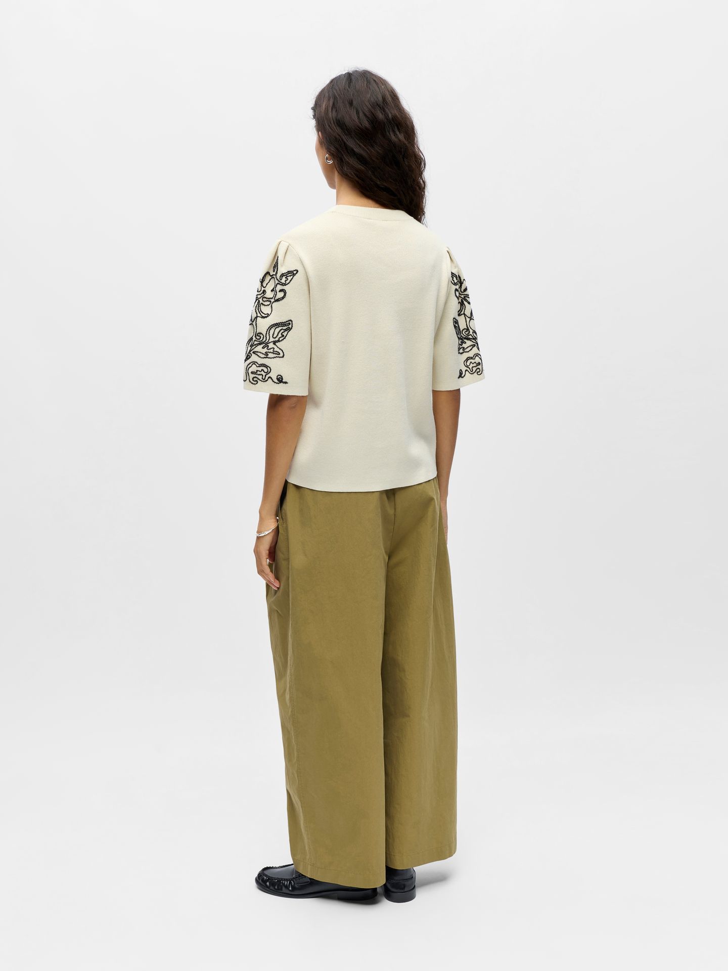 Object OBJFLORA 2/4 RE KNIT PULLOVER 143 Birch/Black 2900162753012