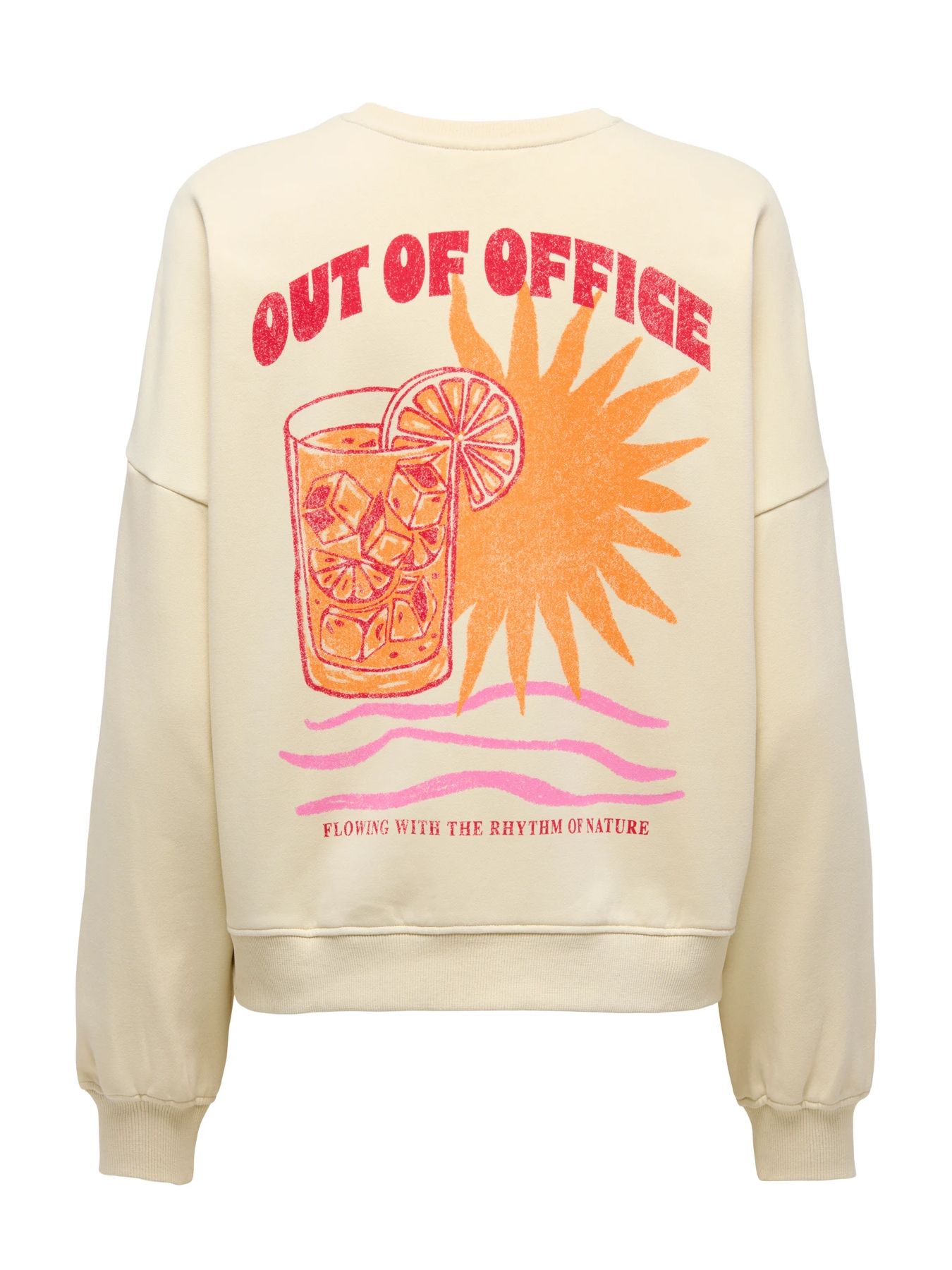 Only ONLLINY L/S O-NECK PRINT CS SWT Ecru/Out of office 2900162771016