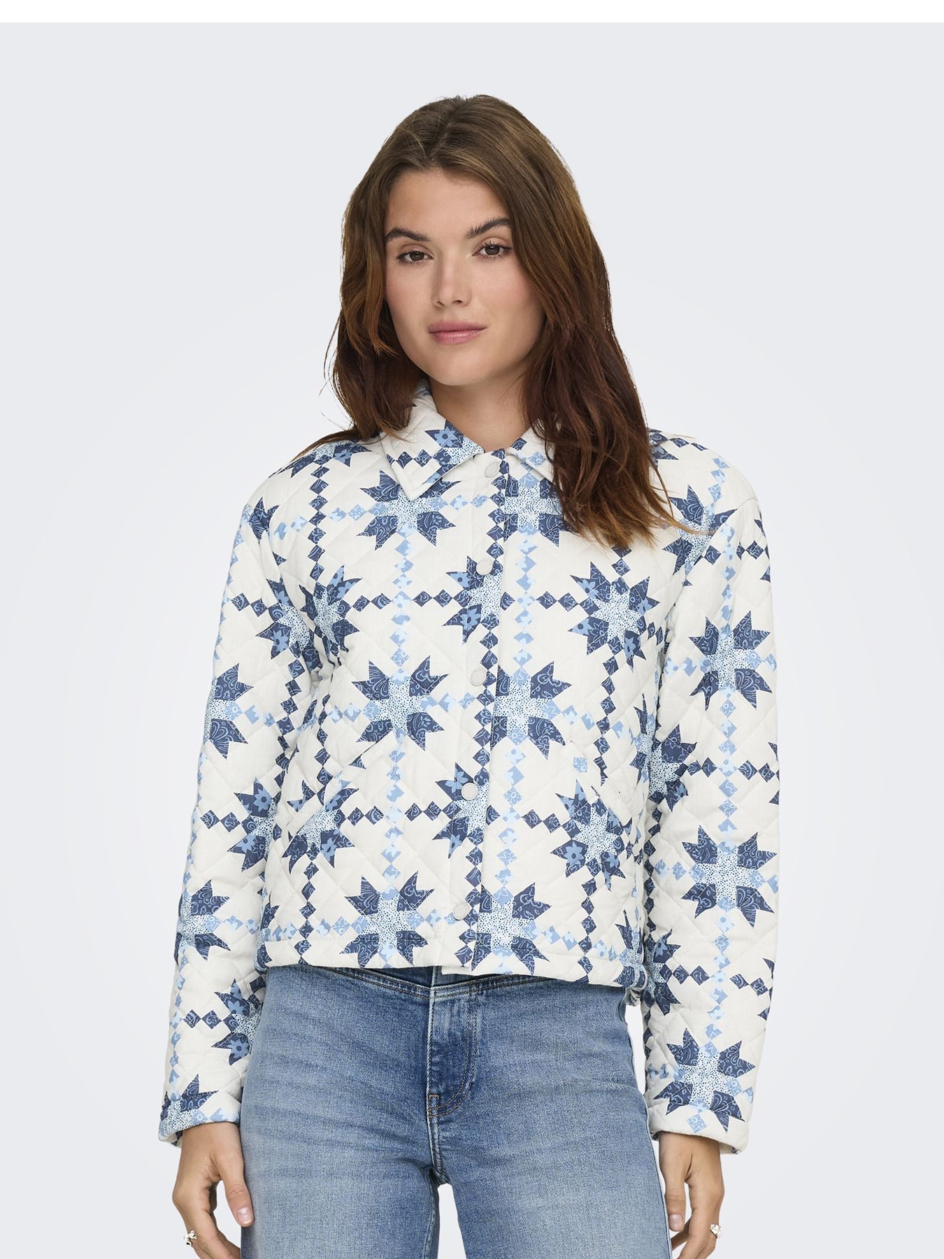 Only ONLBIANA QUILT JACKET CC OTW Vaporous Gray/Blue Patchwork 2900162794039