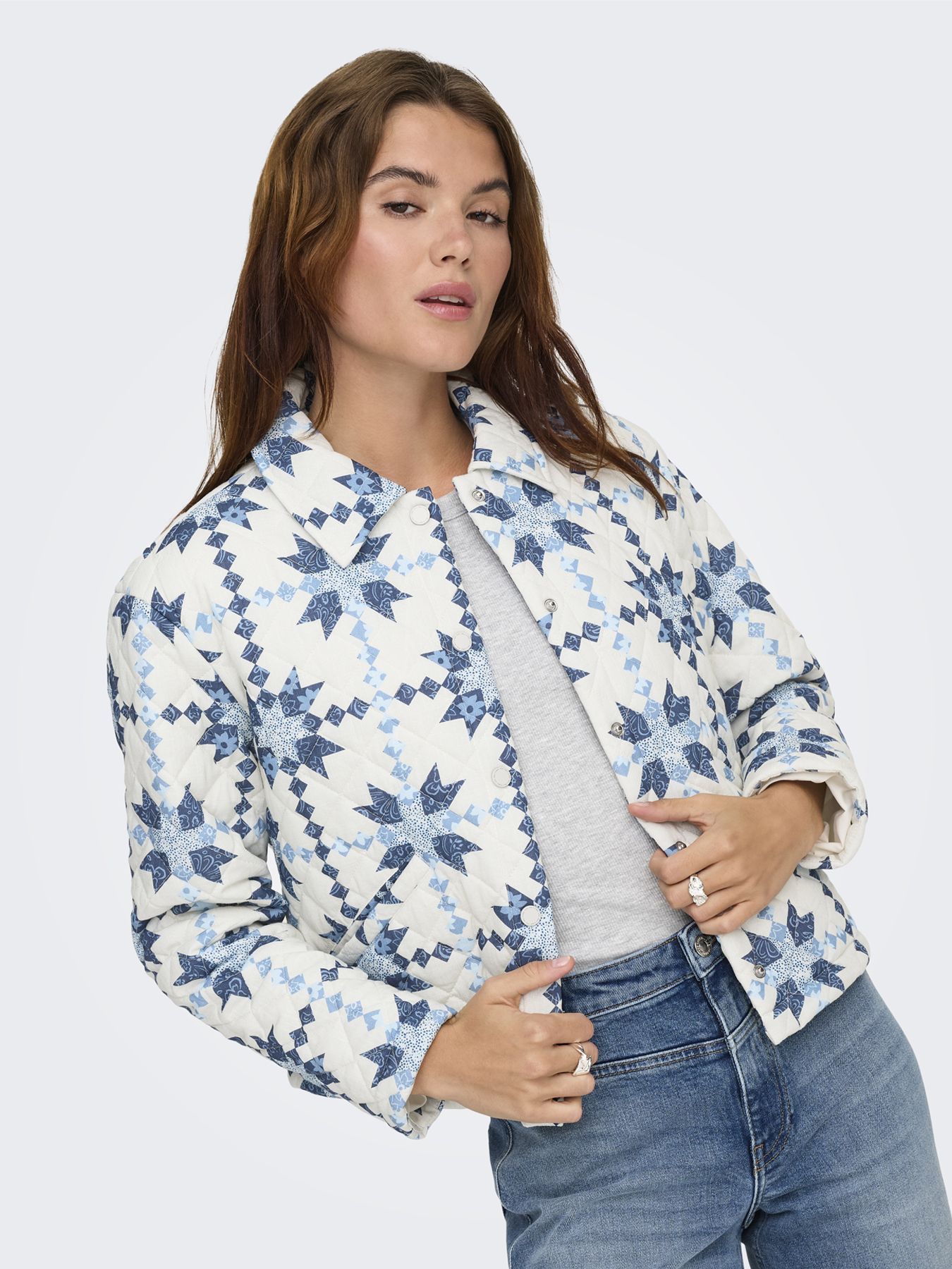 Only ONLBIANA QUILT JACKET CC OTW Vaporous Gray/Blue Patchwork 2900162794039