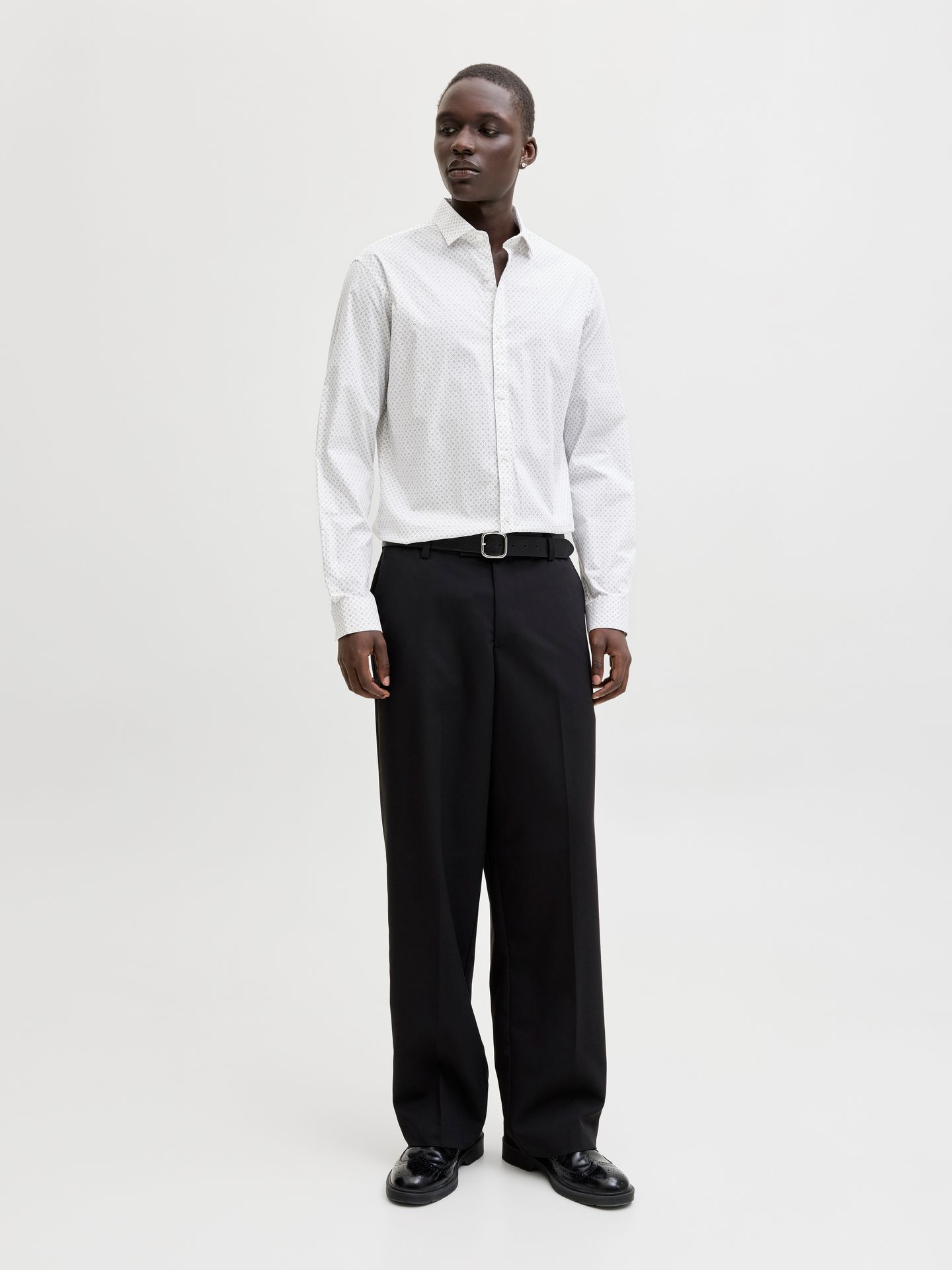 Jack & Jones JPRBLABLACKPOOL PRINT LS SHIRT White/SLIM FIT 2900162799041