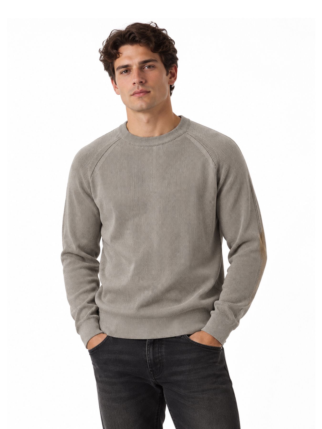 Cast Iron Crewneck regular fit soft blend Abbey Stone 00116519-6412