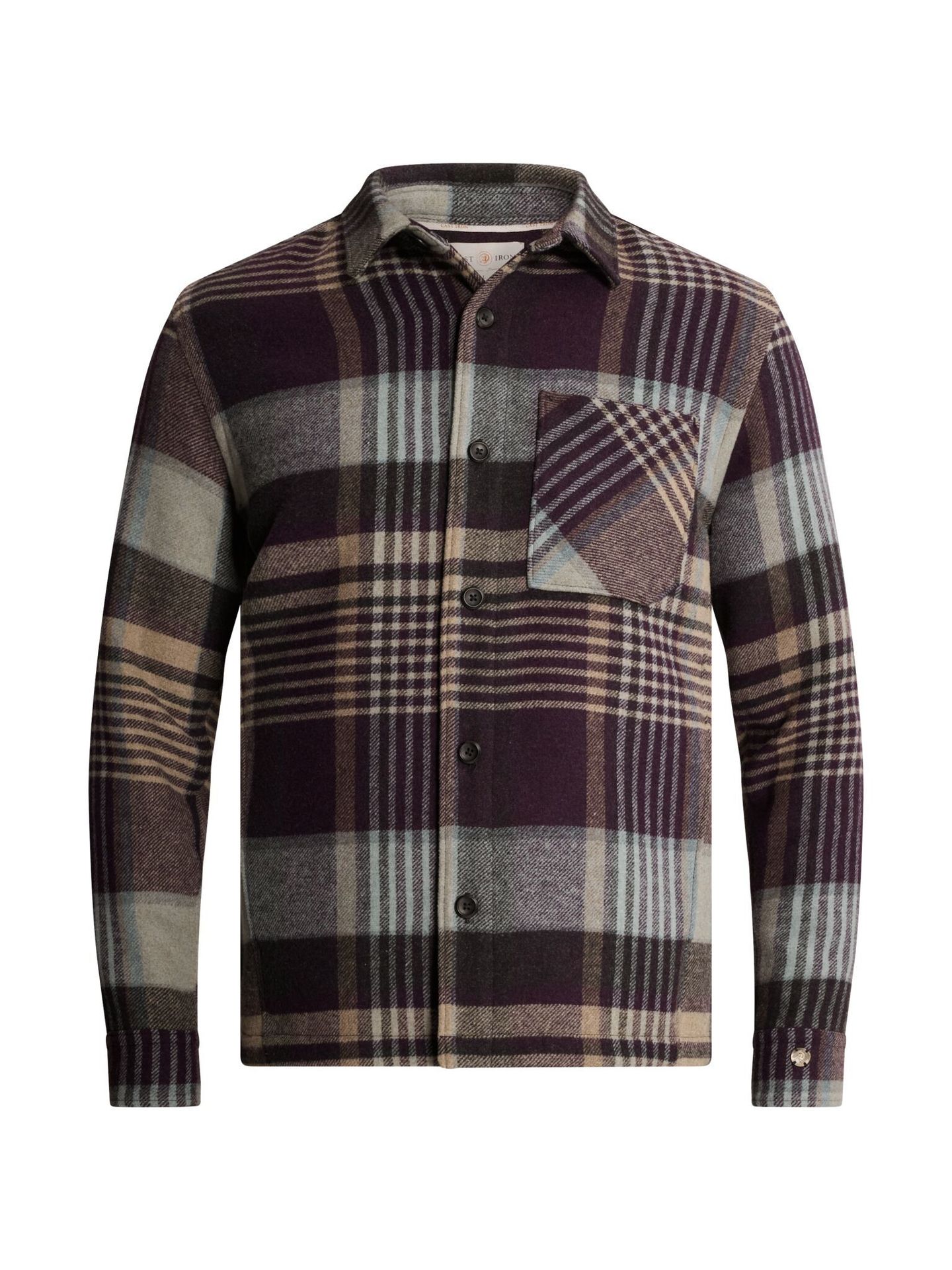 Cast Iron Long sleeve shirt Wool blend check Nightshade 00116524-4163