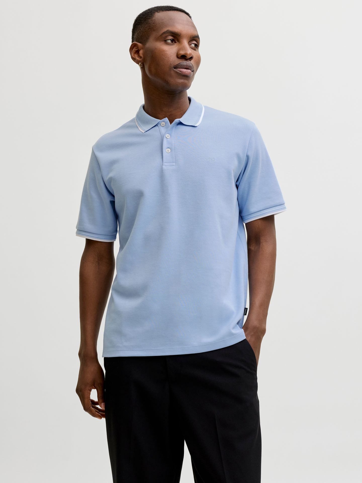 Jack & Jones JPRBLAETHAN DETAIL SS POLO SN Chambray Blue 2900162860024