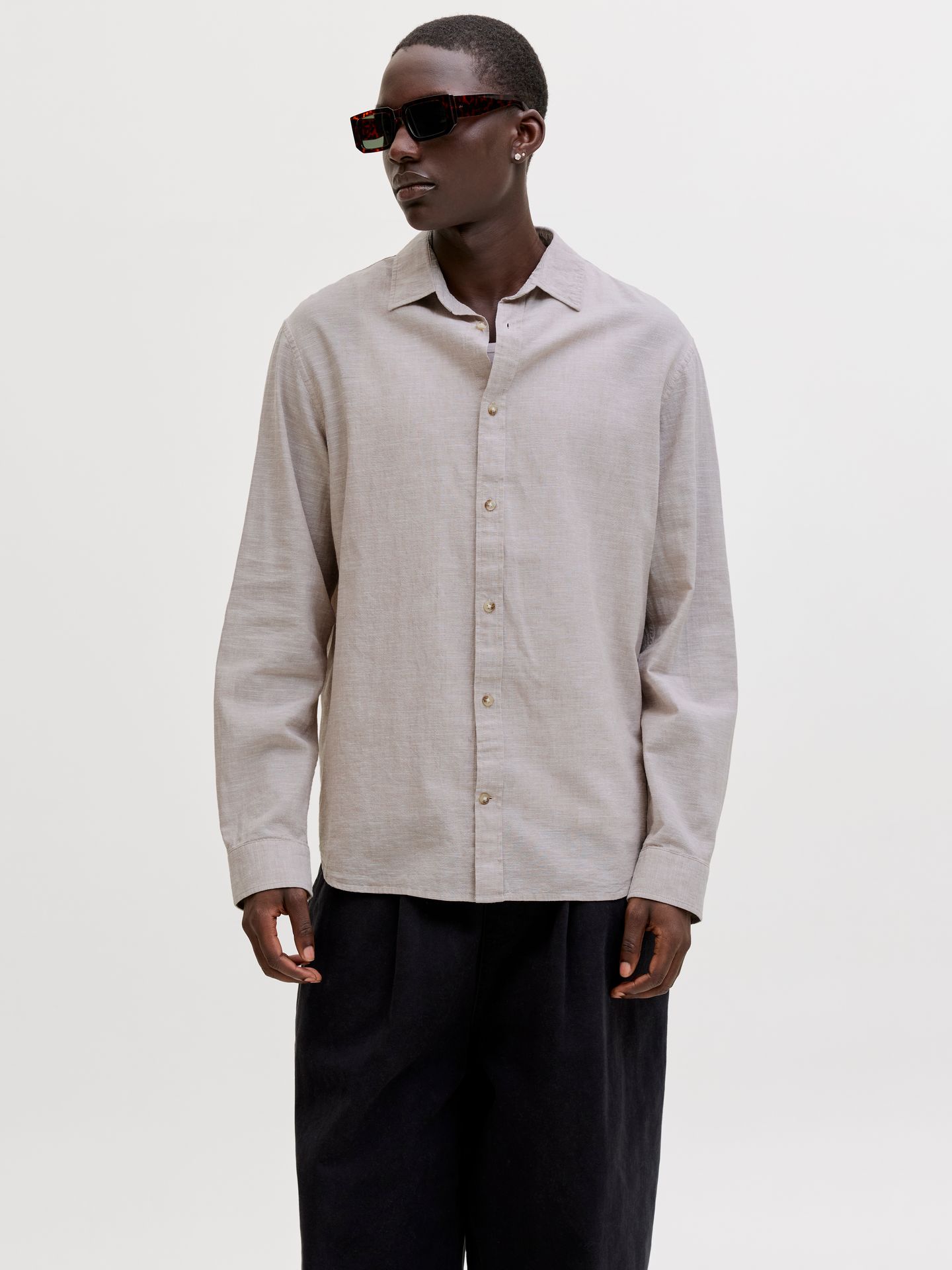 JJESUMMER LINEN BLEND SHIRT L/S SN