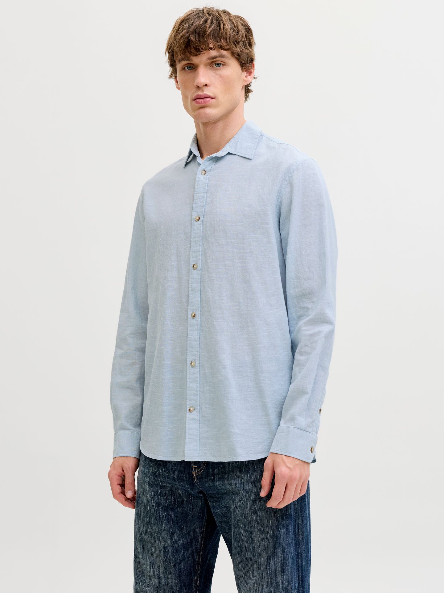 JJESUMMER LINEN BLEND SHIRT L/S SN