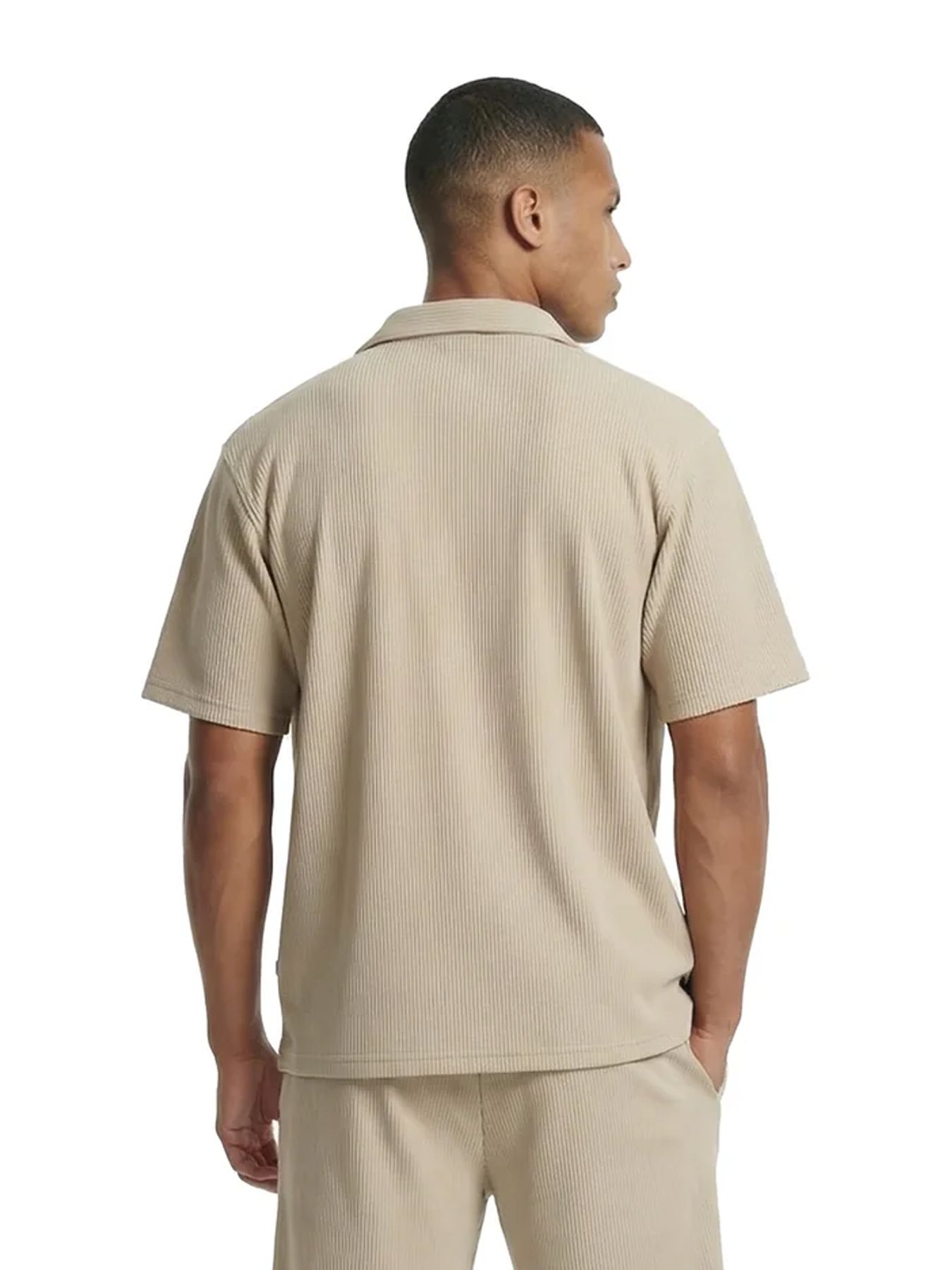 Malelions Malelions Men Ribbed Camp Collar Shirt 50014 light taupe 2900162871075