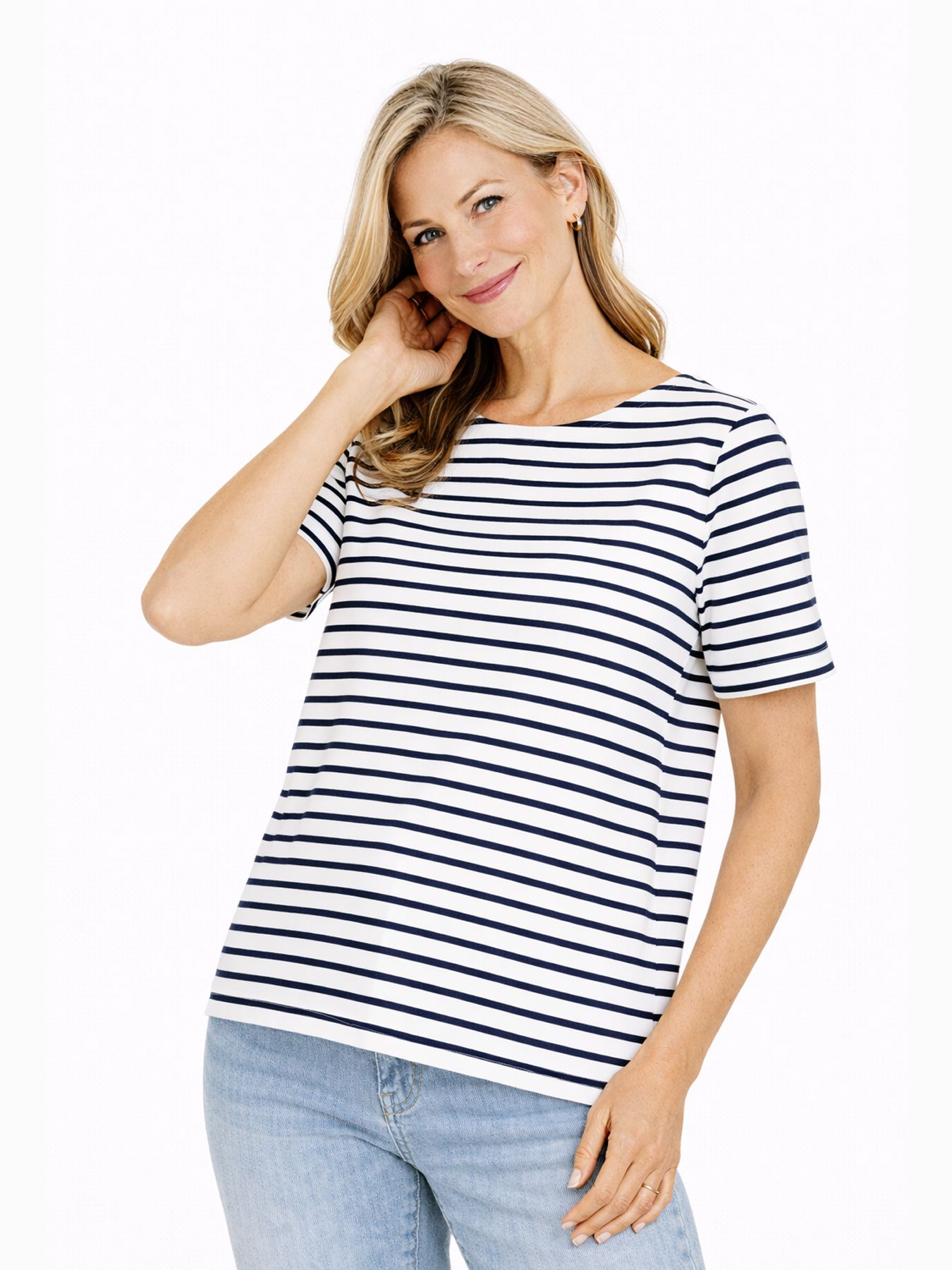 Red Button Terry Stripe Short Sleeve darkblue158 00116596-EKA26007300000037