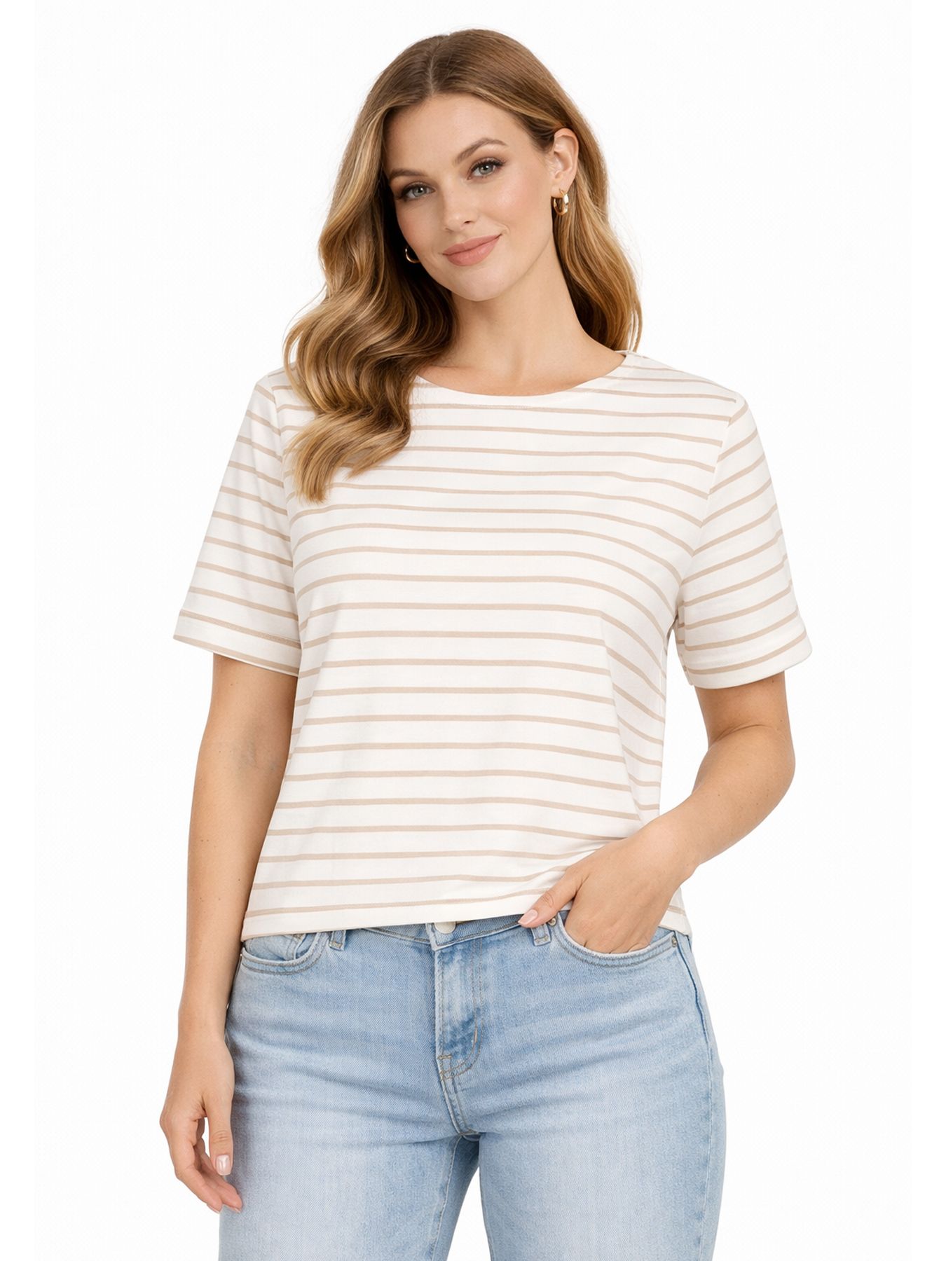 Red Button Terry Stripe Short Sleeve pebble99 2900163086058